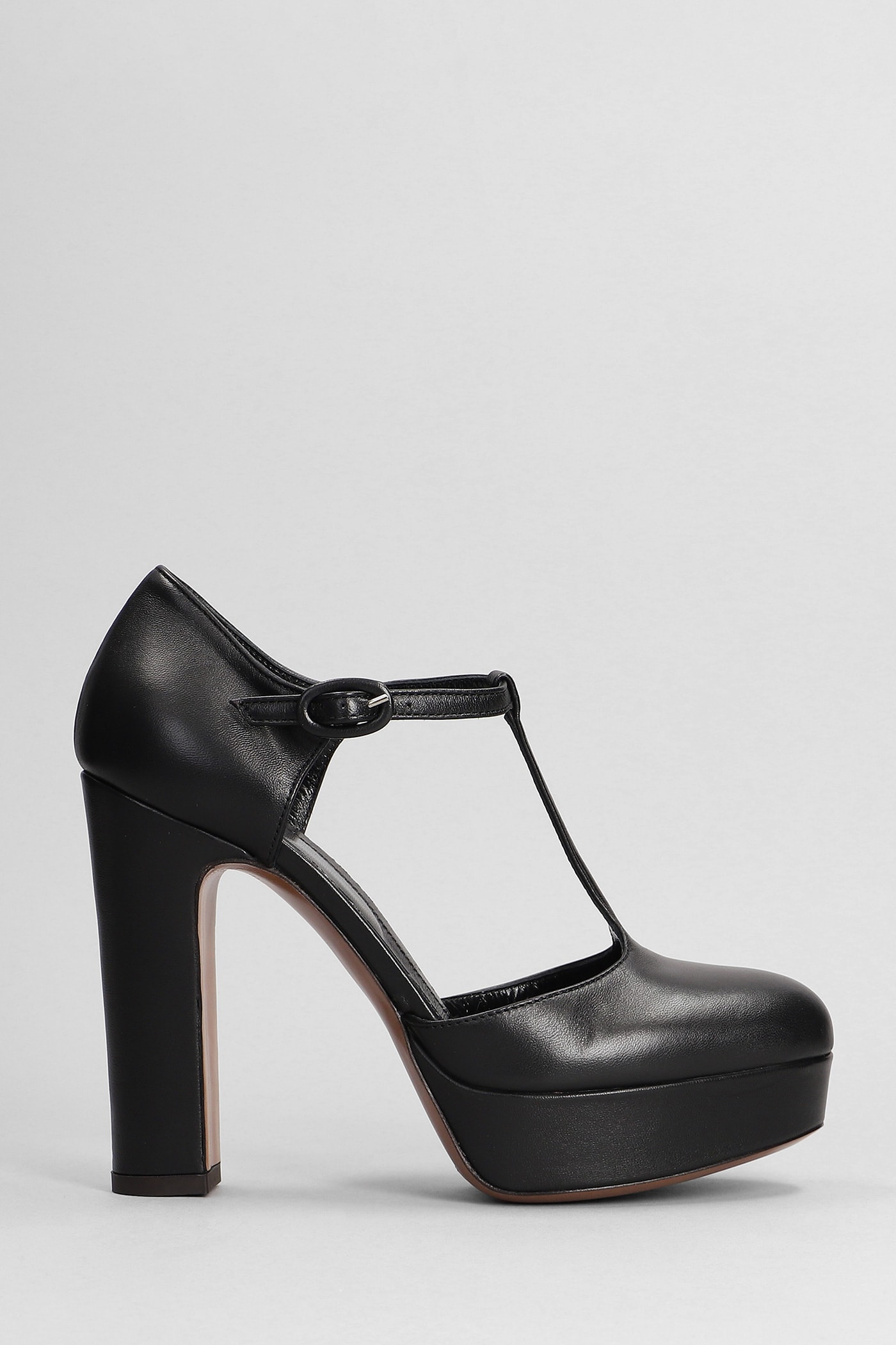 Relac Pumps In Black Leather In Antracite