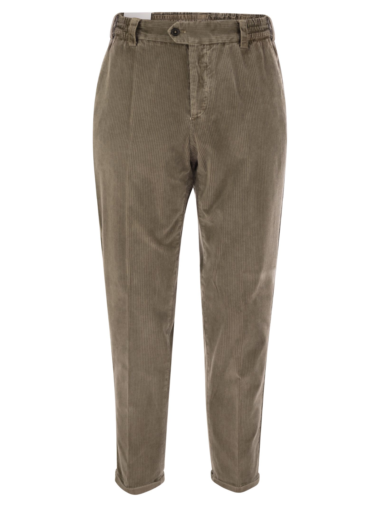 Pt Torino Lyocell Blend Pleated Trousers With Elastic Waist In Beige