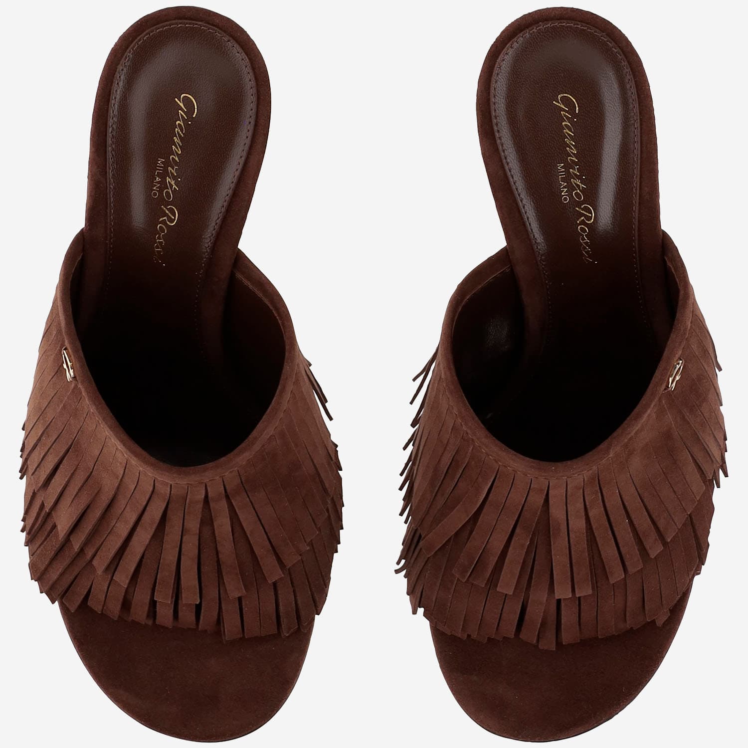 Gianvito Rossi Suede Mules With Bangs In Brown