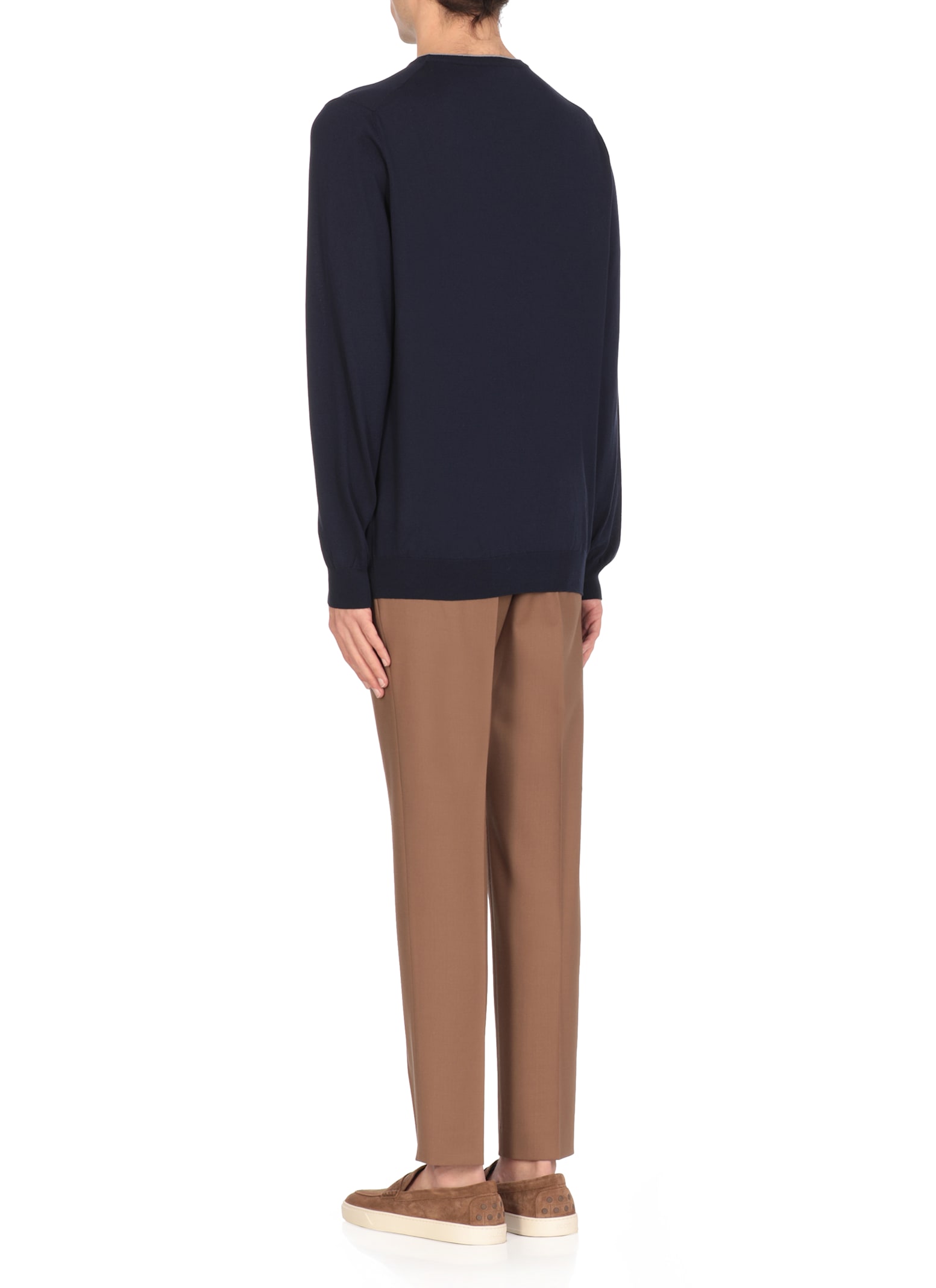 Fay Round Neck Pullover Sweater In Blue