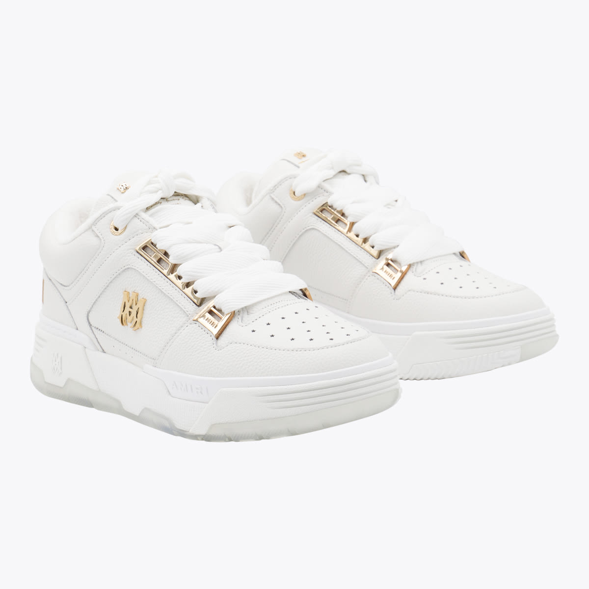 Amiri Men White Sneakers With Logo Patch On The Side And Logo Lettering On The Rear In Leather Man In White