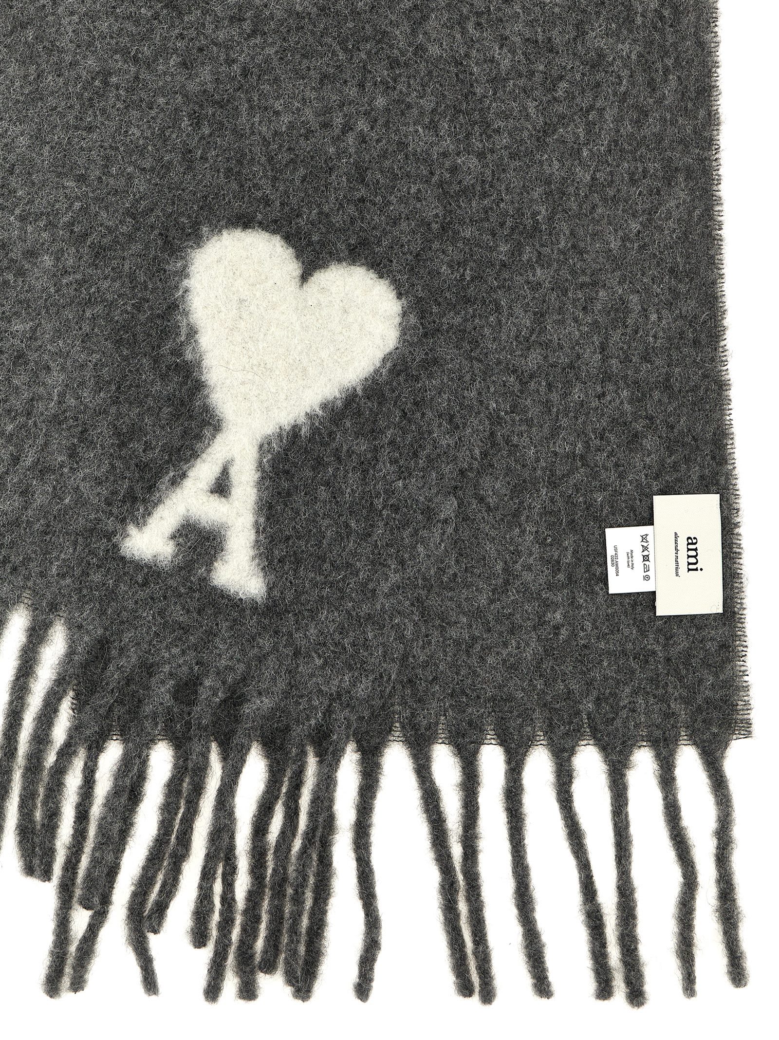 Shop Ami Alexandre Mattiussi Ami De Coeur Scarf In Gray