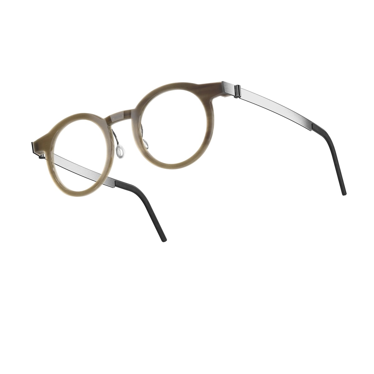 Lindberg Buffalo Horn 1846 H16 10 Marrone Chiaro Silver Glasses In Brown