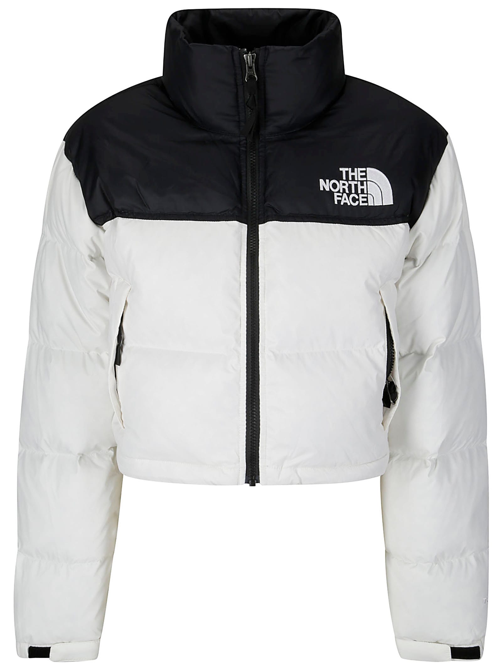 Shop The North Face W Nuptse Short Jacket In White Dune/tnf Black