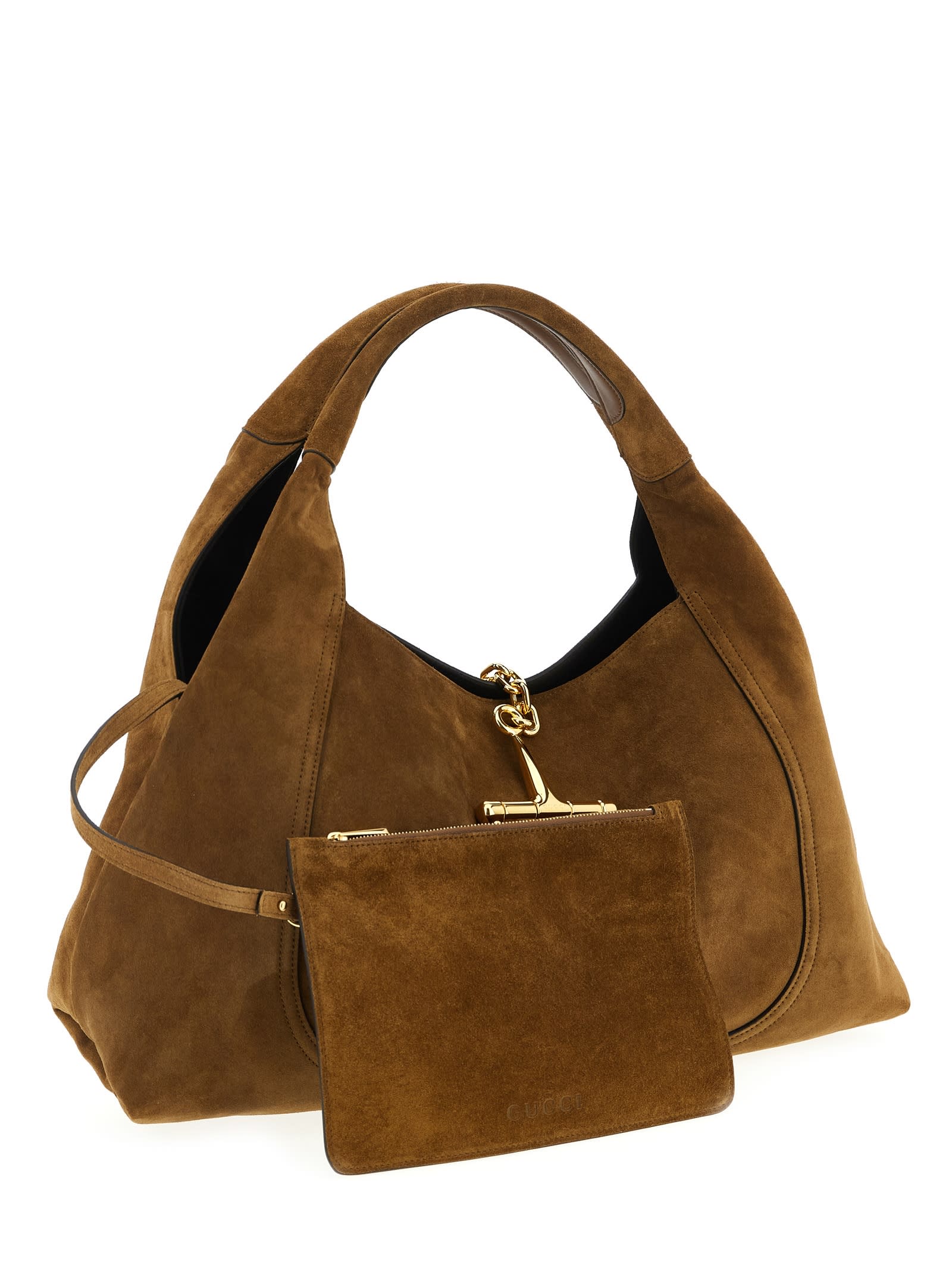 Gucci Softbit Maxi Shoulder Bag In Brown