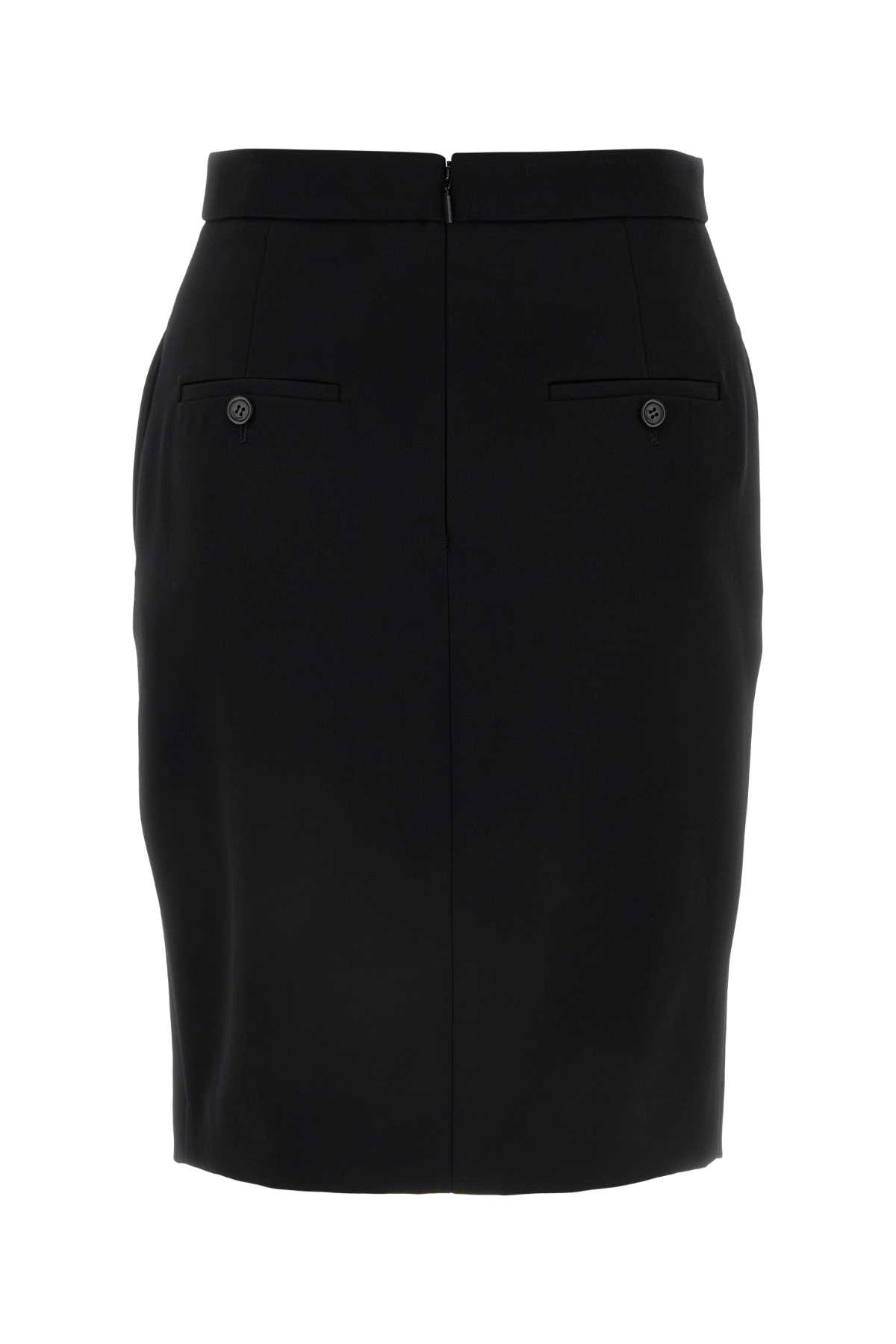 Saint Laurent Black Wool Skirt In Noir