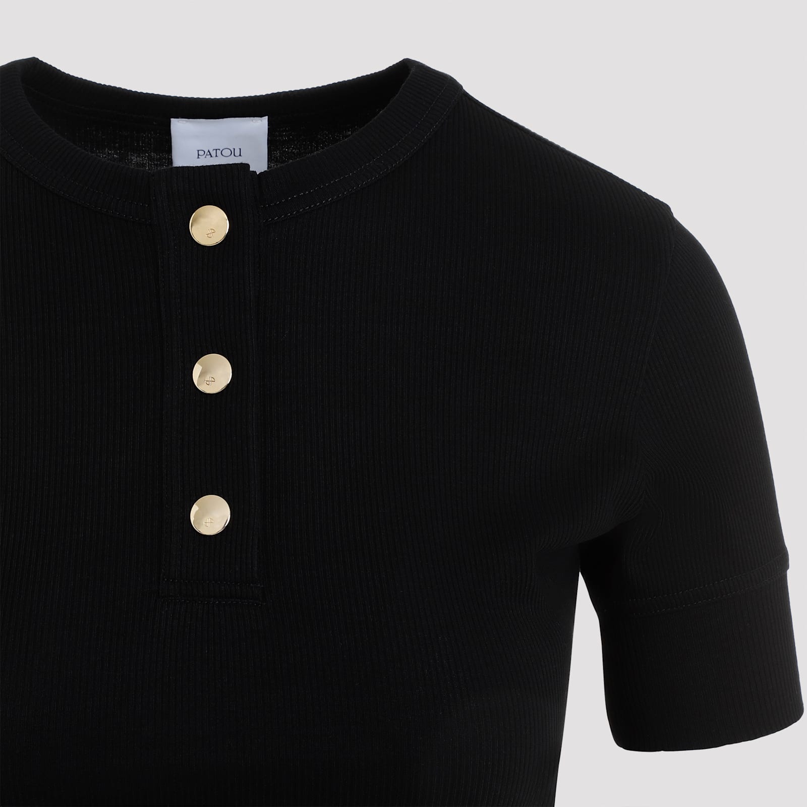 Shop Patou Rib Snap Buttoned T-shirt In B Black