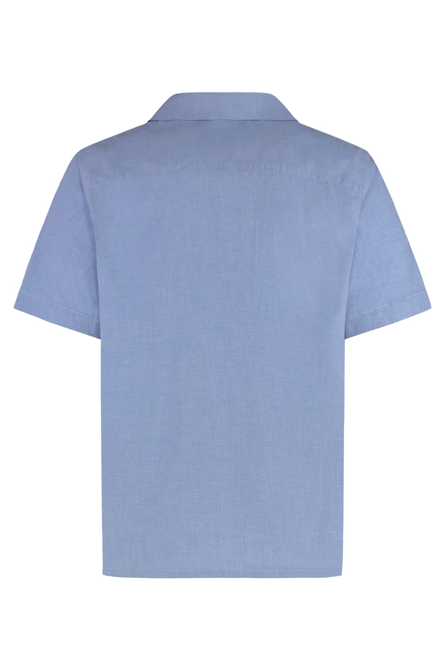 Calvin Klein Short Sleeve Stretch Cotton Shirt In Blue