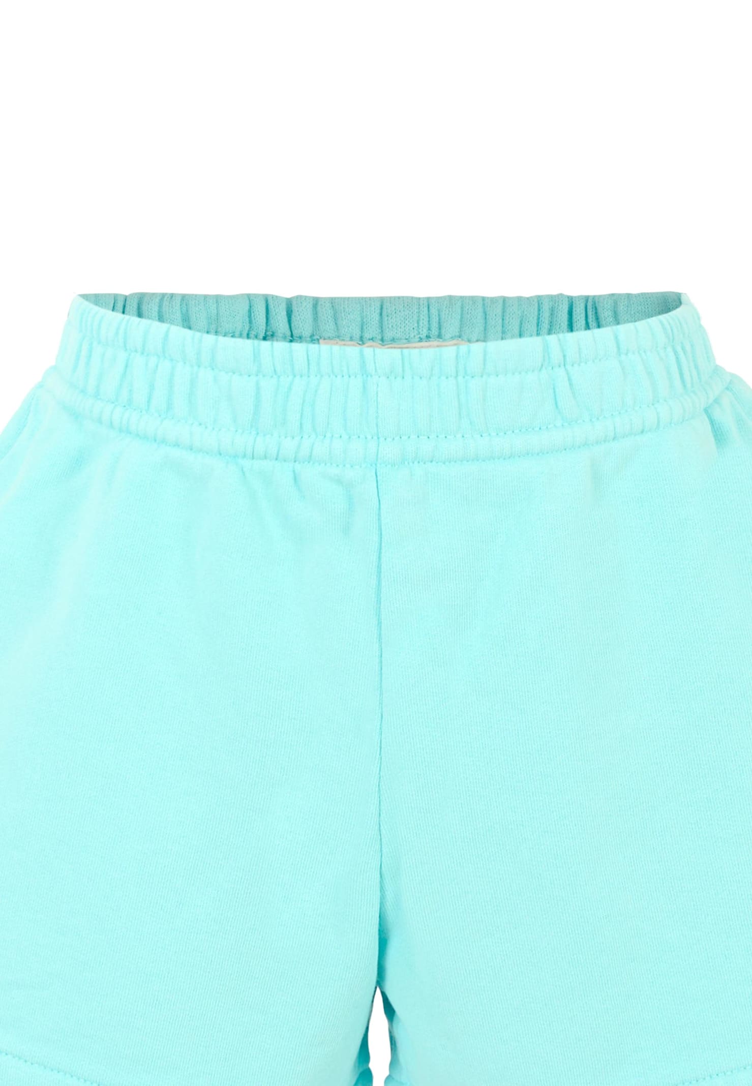 Mc2 Saint Barth Light Blue Shorts For Girl With White Logo In Blue