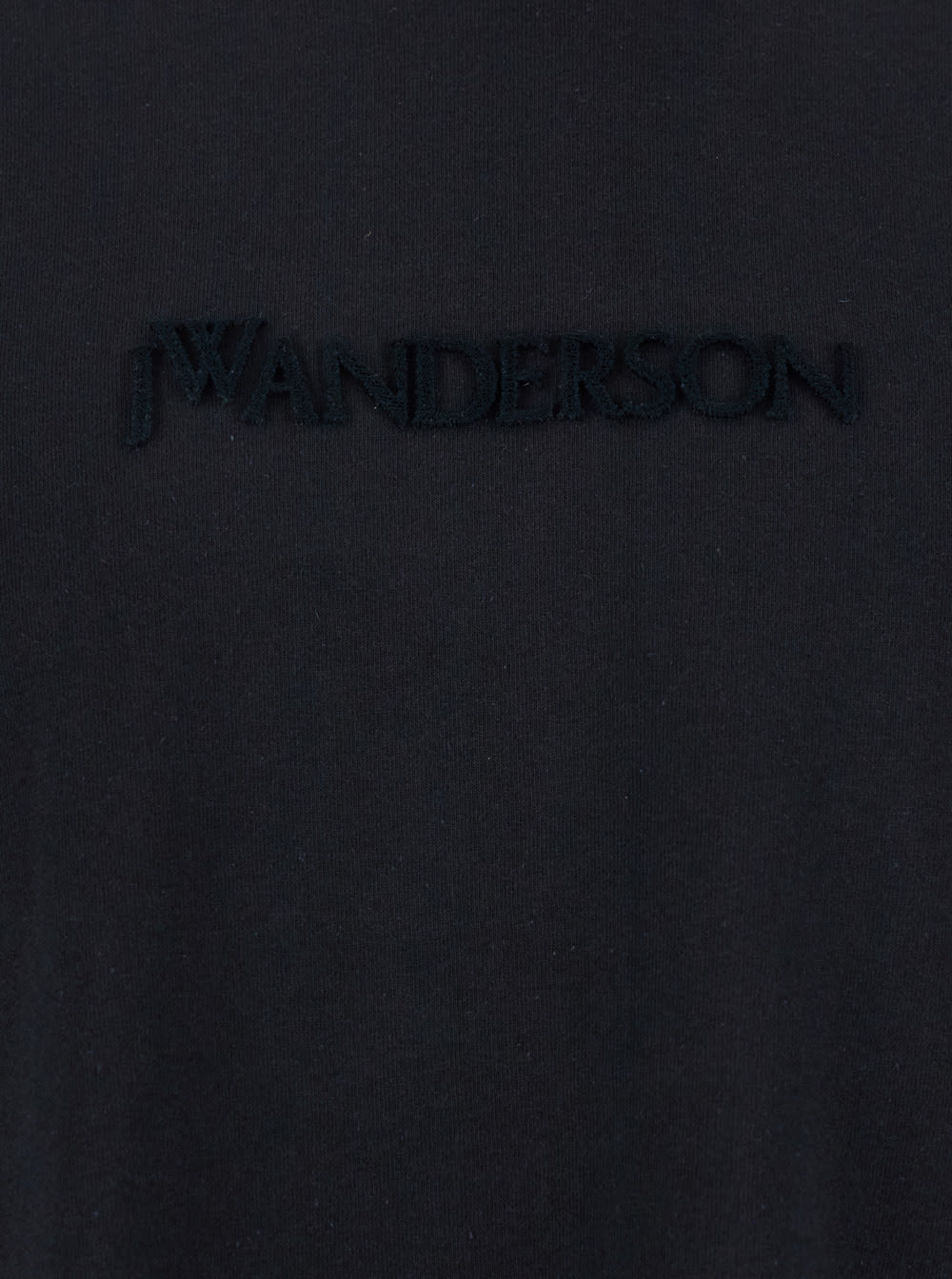 Jw Anderson Black Crewneck T-shirt With Logo Lettering Embroidery On The Front In Cotton Man In Black