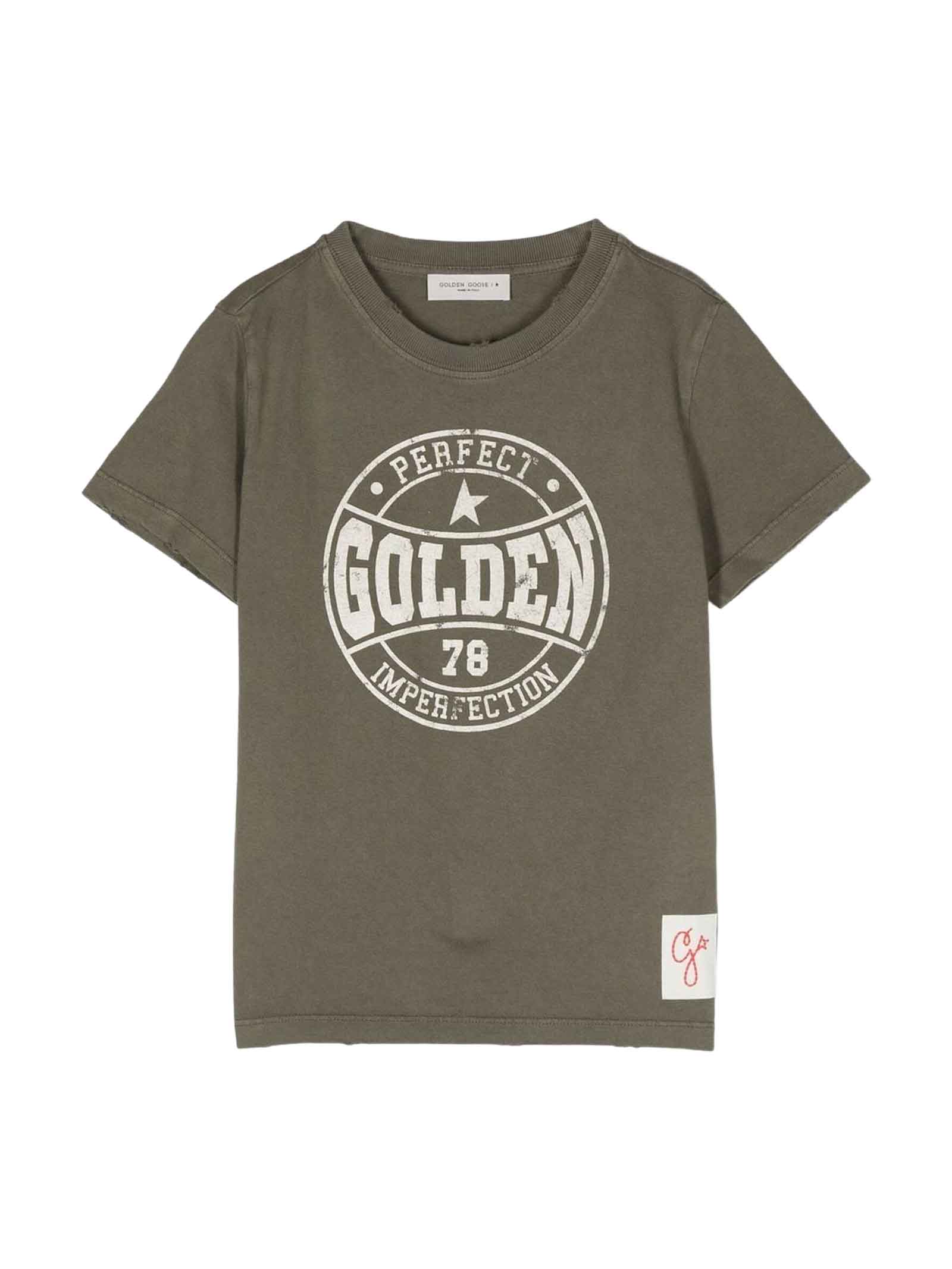 Shop Golden Goose Green T-shirt Boy Kids In Verde/bianco