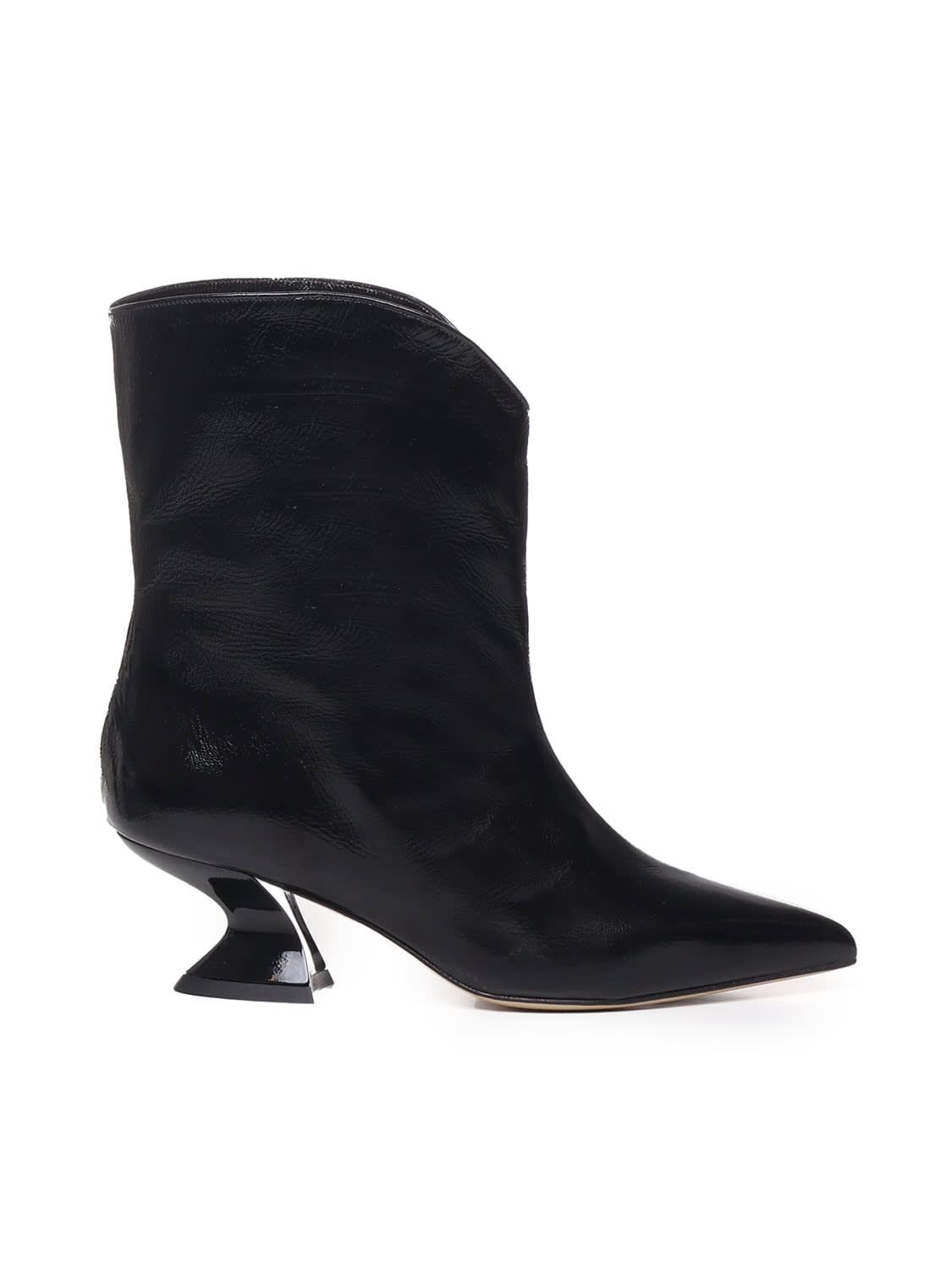 Alchimia Leather Ankle Boot With Low Heel In Black