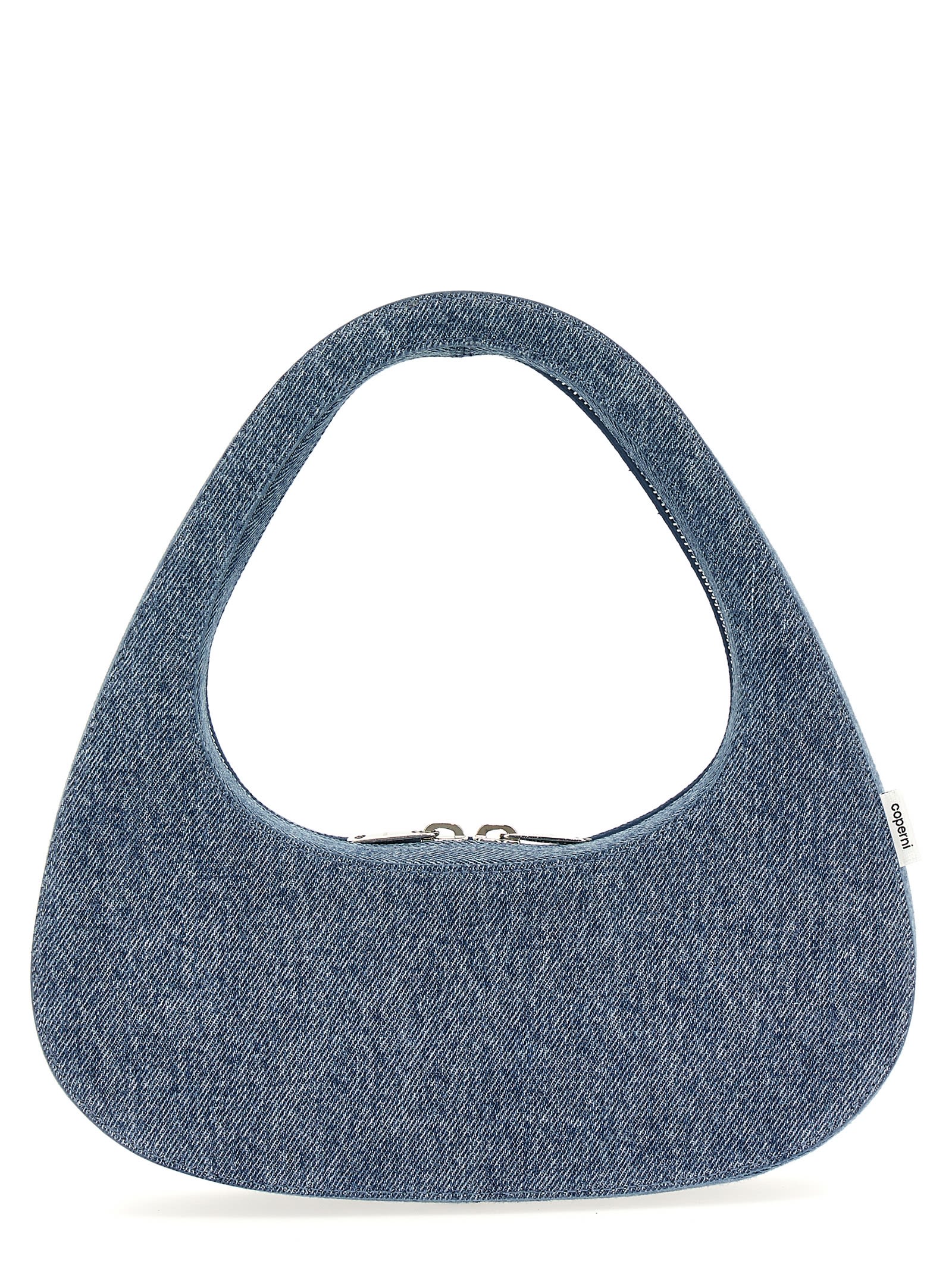 Shop Coperni Denim Baguette Swipe Bag Handbag In Blue
