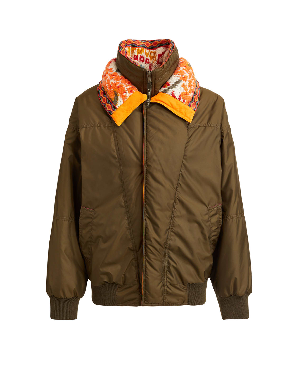 Etro Woman Military Green Jacket With Multicolored Details