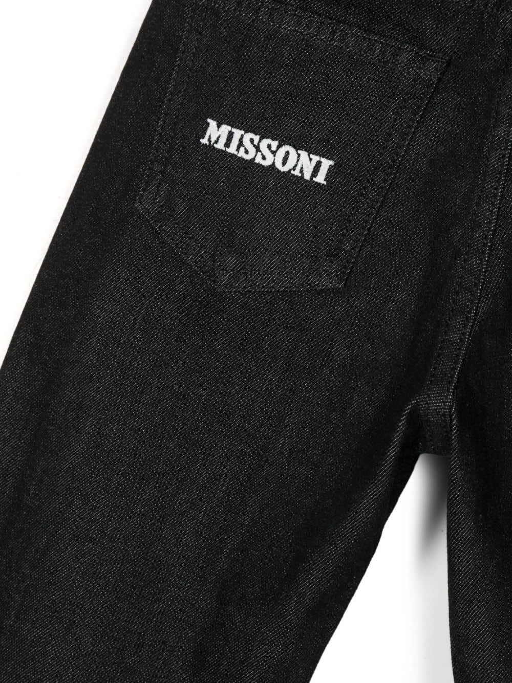 Shop Missoni Black Loose-fit Jeans With Logo And Chevron Motif In Bc