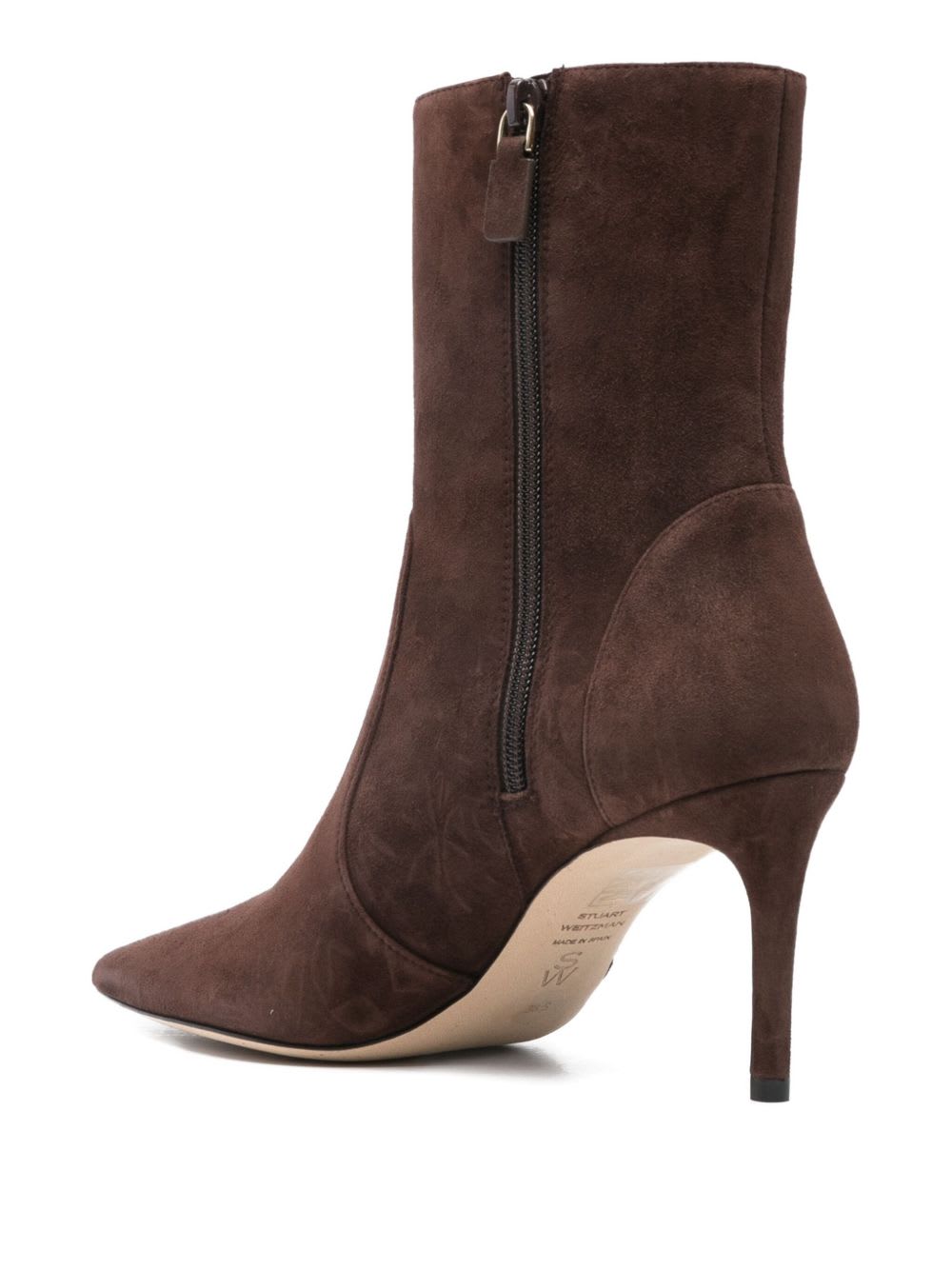 Stuart Weitzman 80mm Pointed-toe Zip Boots In Brown