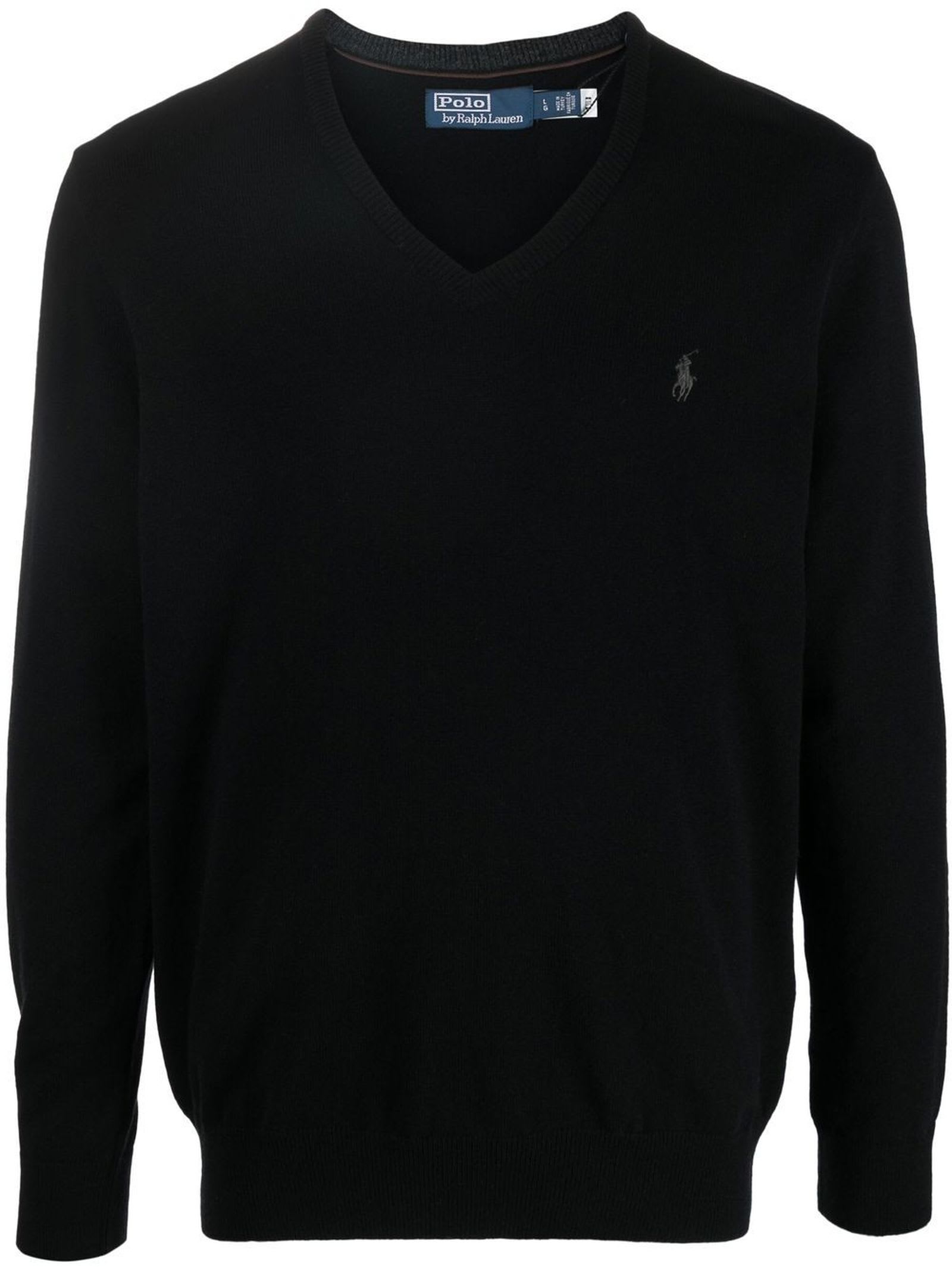 Shop Ralph Lauren Black Wool Jumper In Polo Black