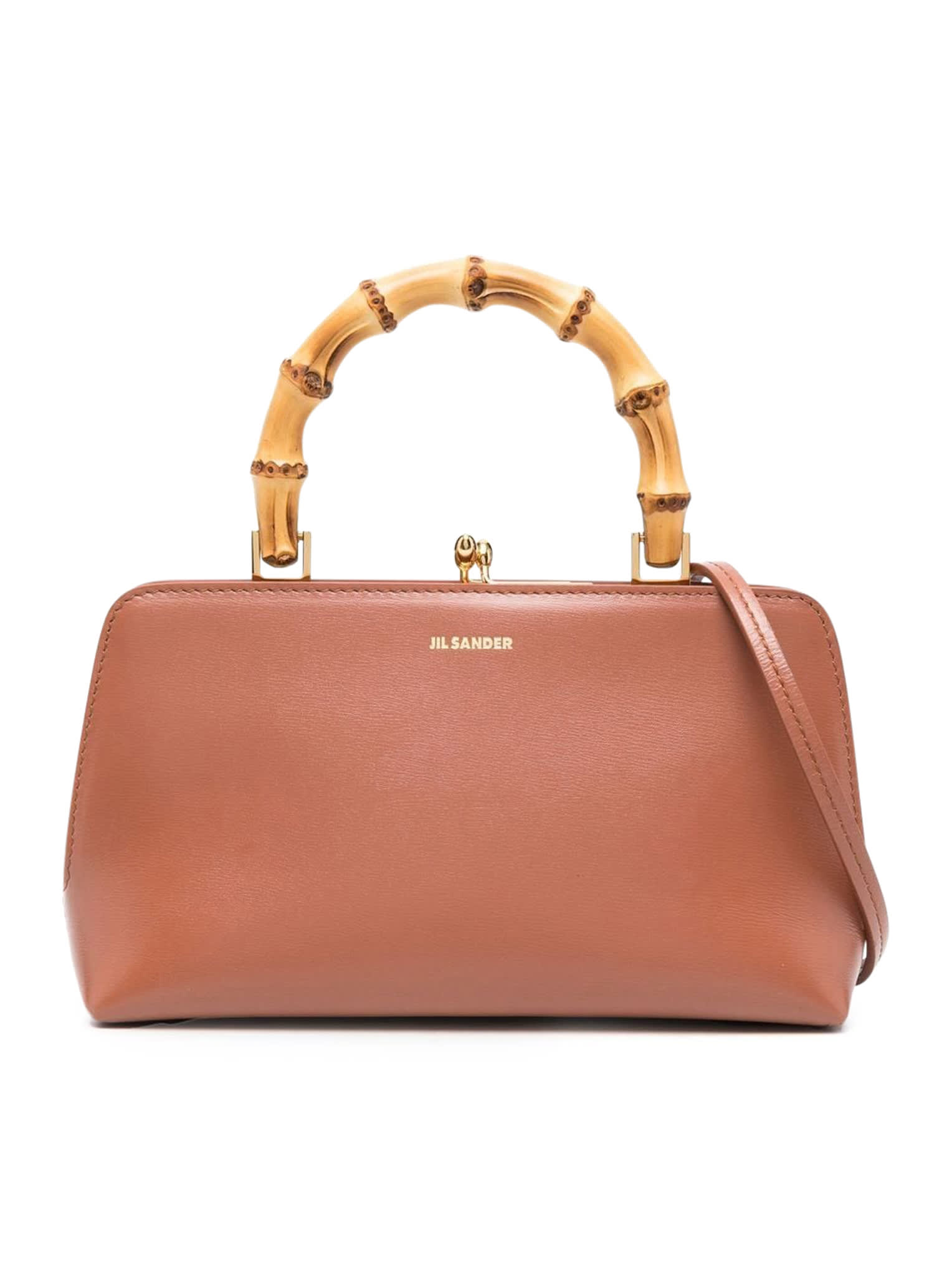Jil Sander Goji Square Bamboo Mini Bag In Rosewood