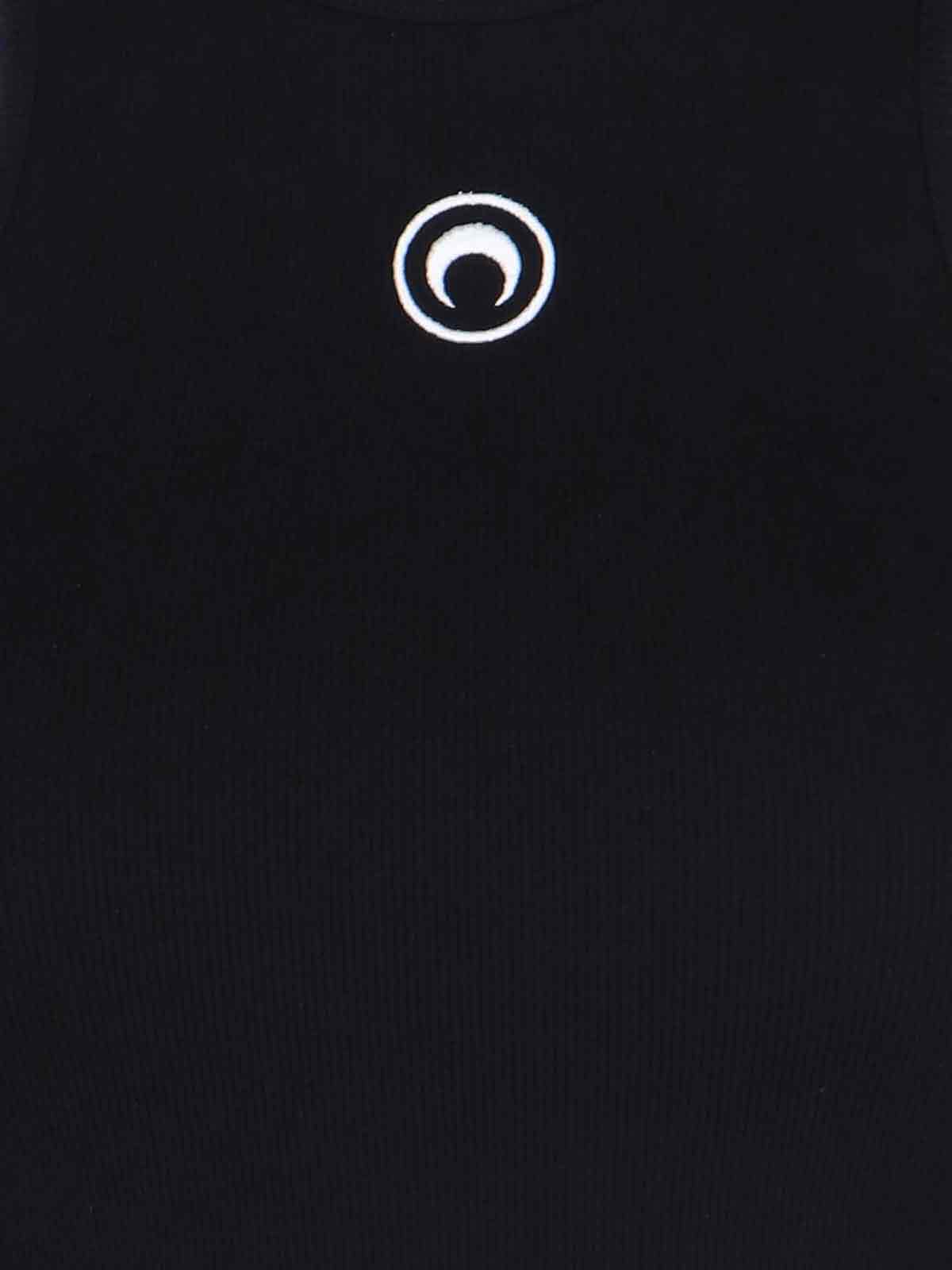 Marine Serre Ribbed Tank Top Moon In Black
