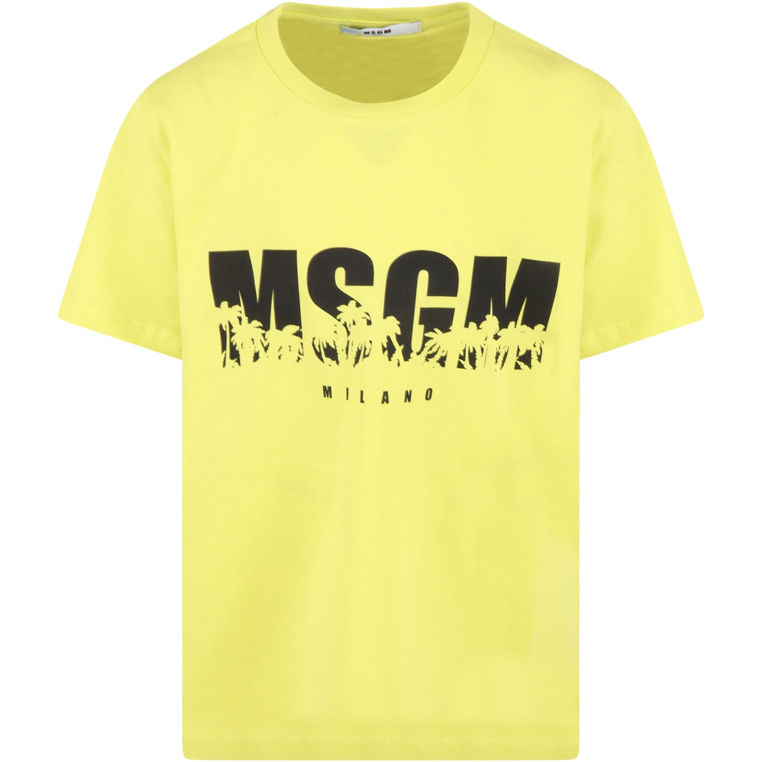 MSGM Yellow T-shirt For Boy With Black Logo