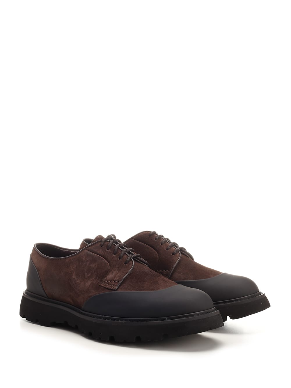 Shop Doucal's Suede And Rubber Lace-up Shoes In Brown