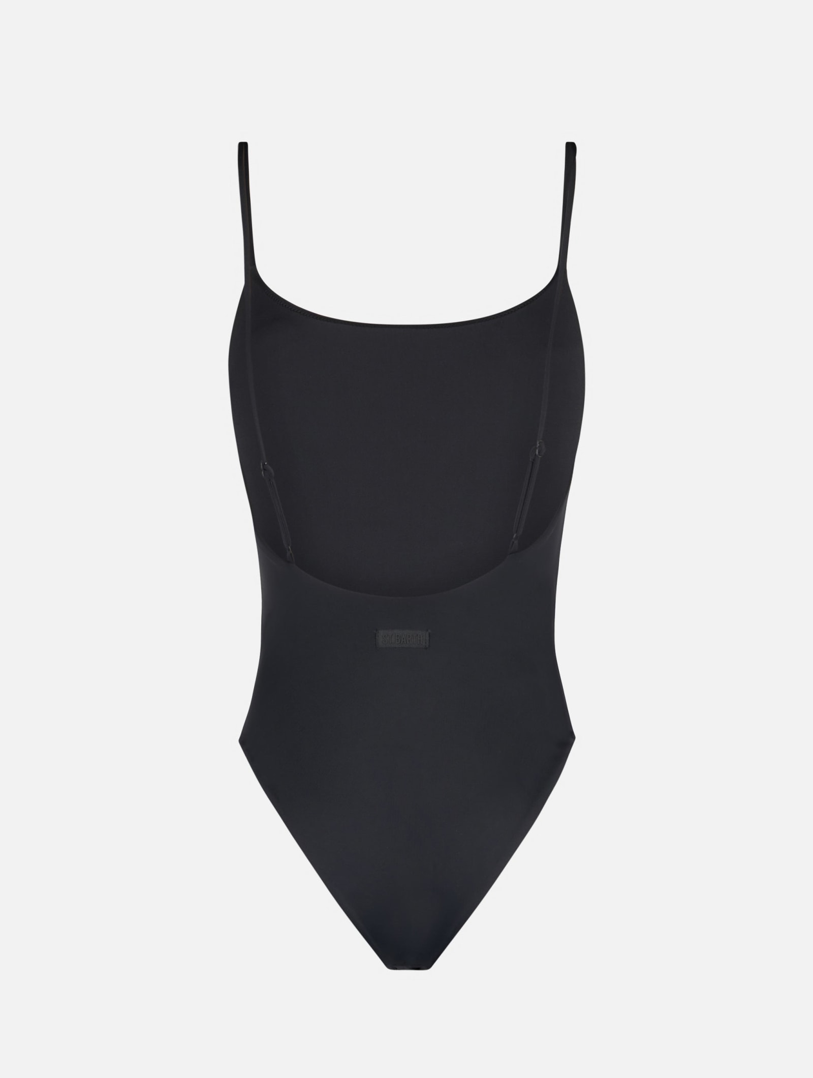 Shop Mc2 Saint Barth Woman Rhinestones One-piece Swimsuit Cecille In Black