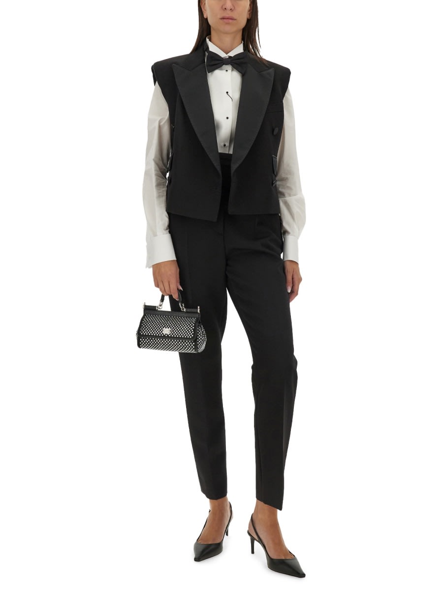 Dolce & Gabbana Sleeveless Double-breasted Tuxedo Jacket In Black