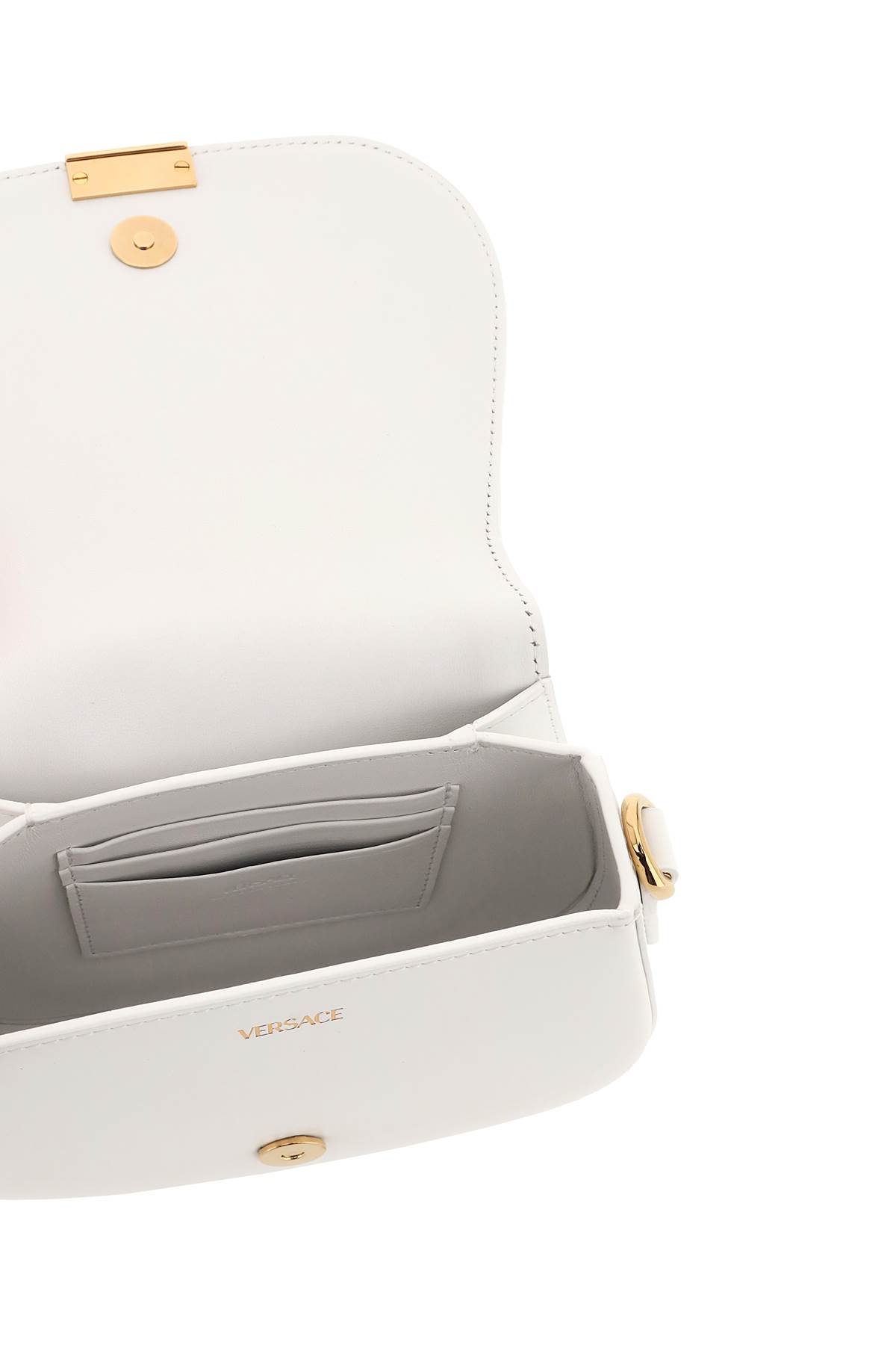 Versace Mini Greca Goddess Leather Shoulder Bag In White