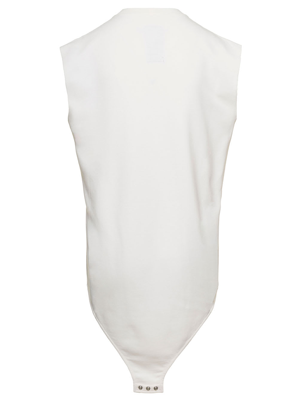 Shop Rick Owens Sl Body Long White Tank Top With Pentagram Embroidery And A Six Snap Closure Hanging In Cotton Woman