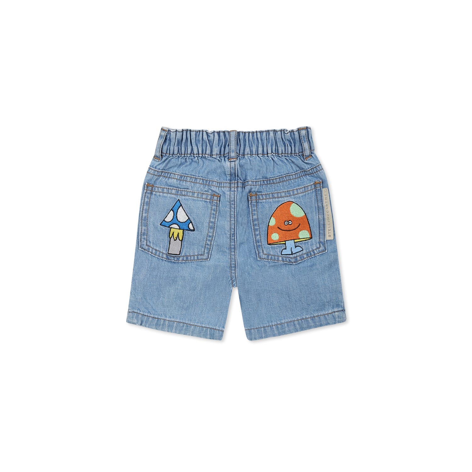 Stella Mccartney Blue Shorts For Baby Boy With Embroidery In Denim