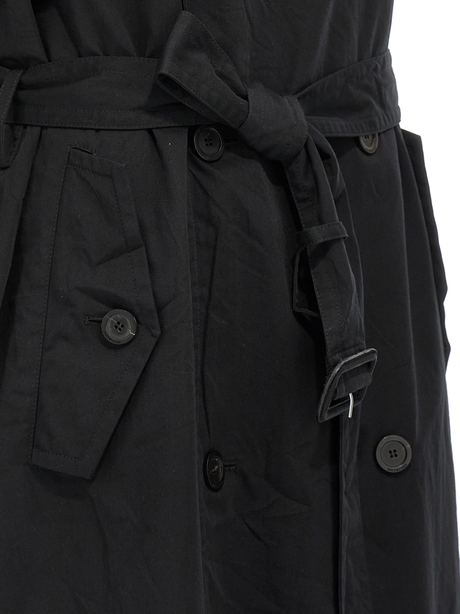 Balenciaga Stole Trench Coat Coats And Trench Coats Black In Black