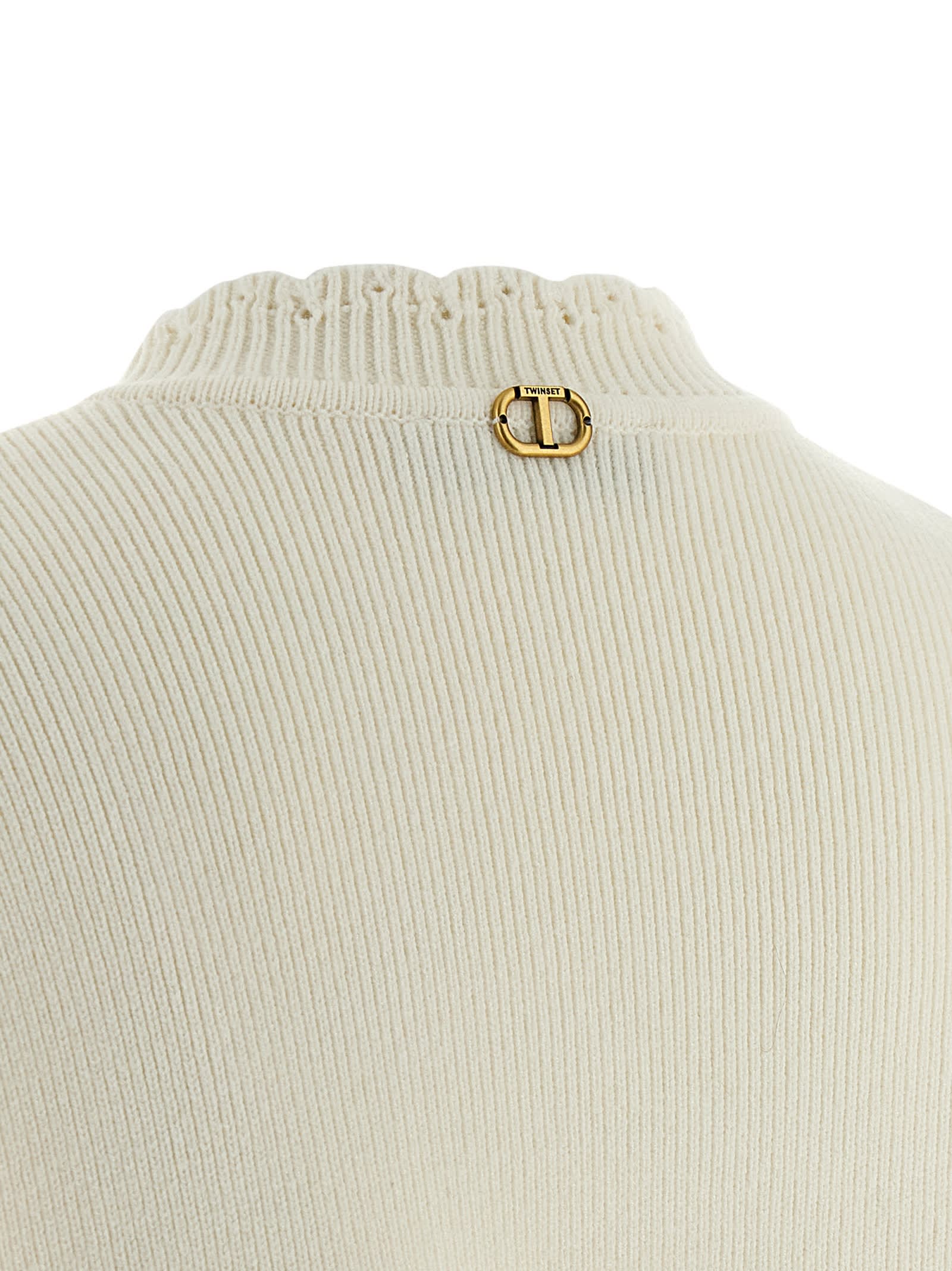 Twinset Scalloped Hem Sweater In Gray