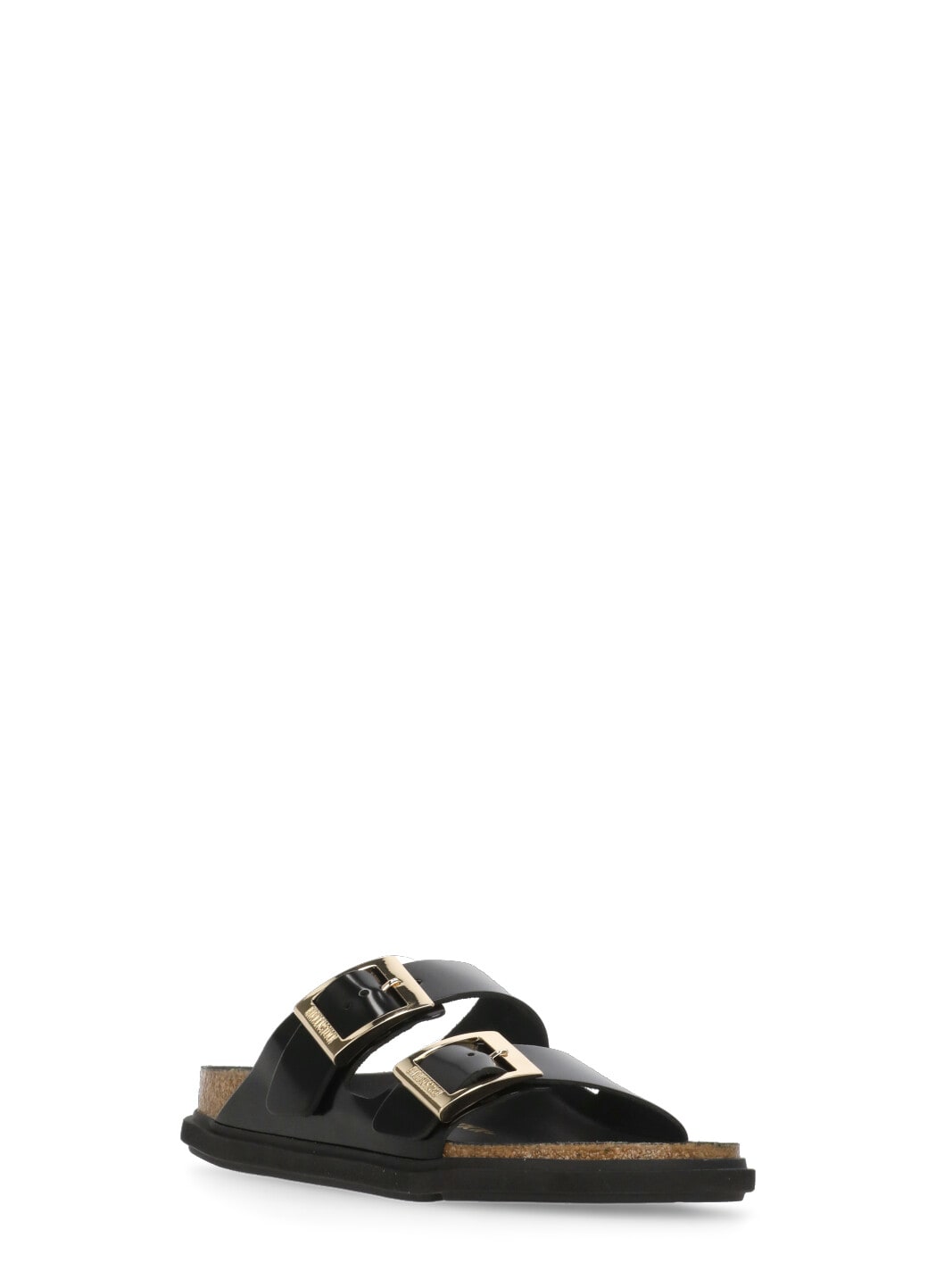 Birkenstock Arizona Droplet Buckle High Shine Black Slides In Black