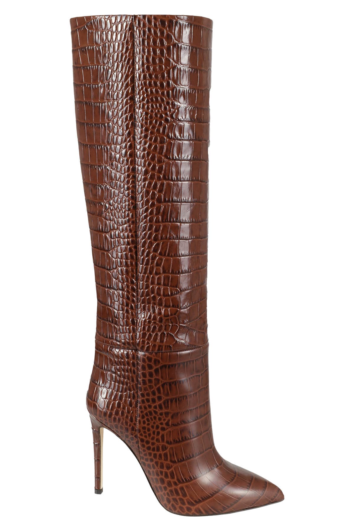 Paris Texas Fondant Brown Crocodile-effect 105mm Knee-high Boots In Cioccolato