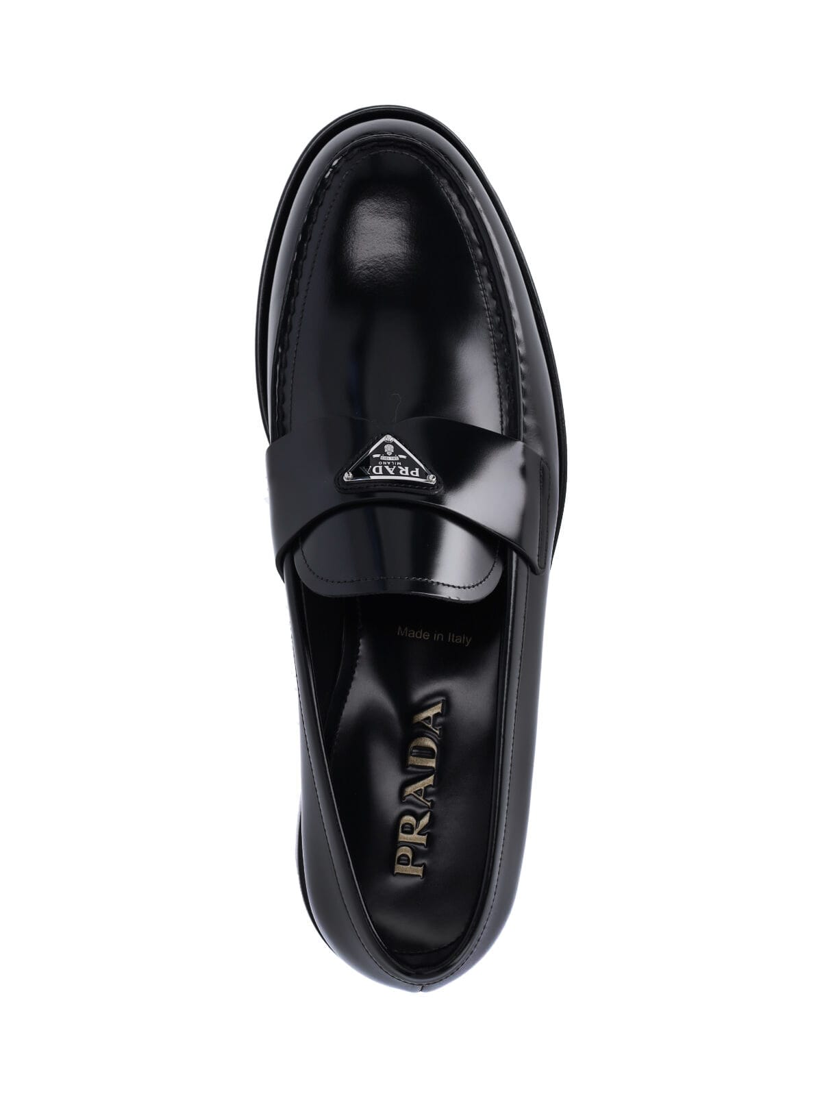 Prada Leather Loafers Triangle Logo In Black