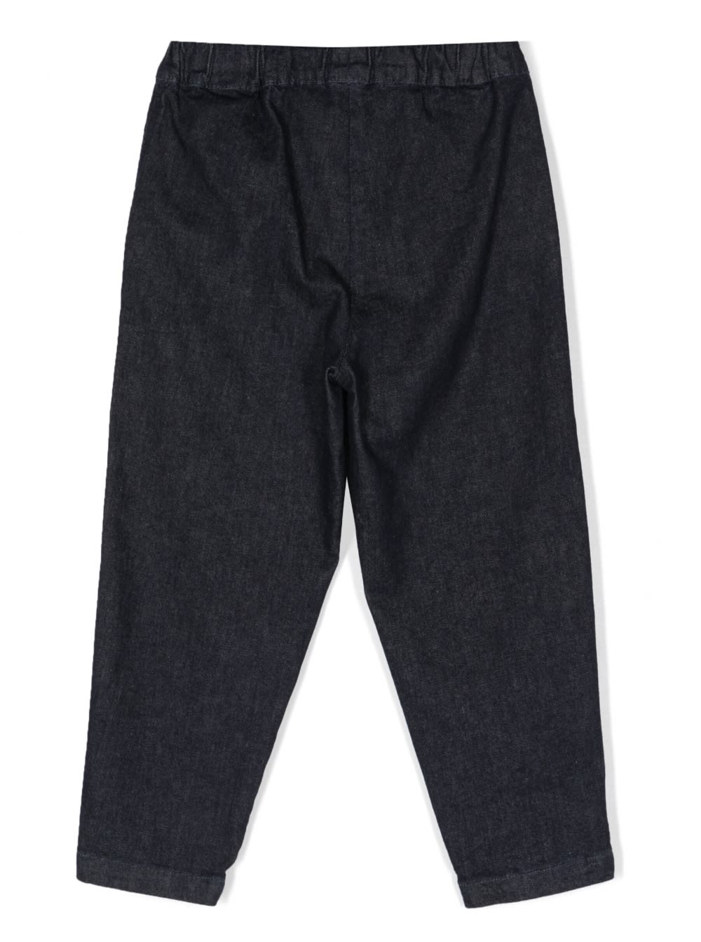 Shop Il Gufo Blue Trousers With Logo Patch In Cotton Blend Boy