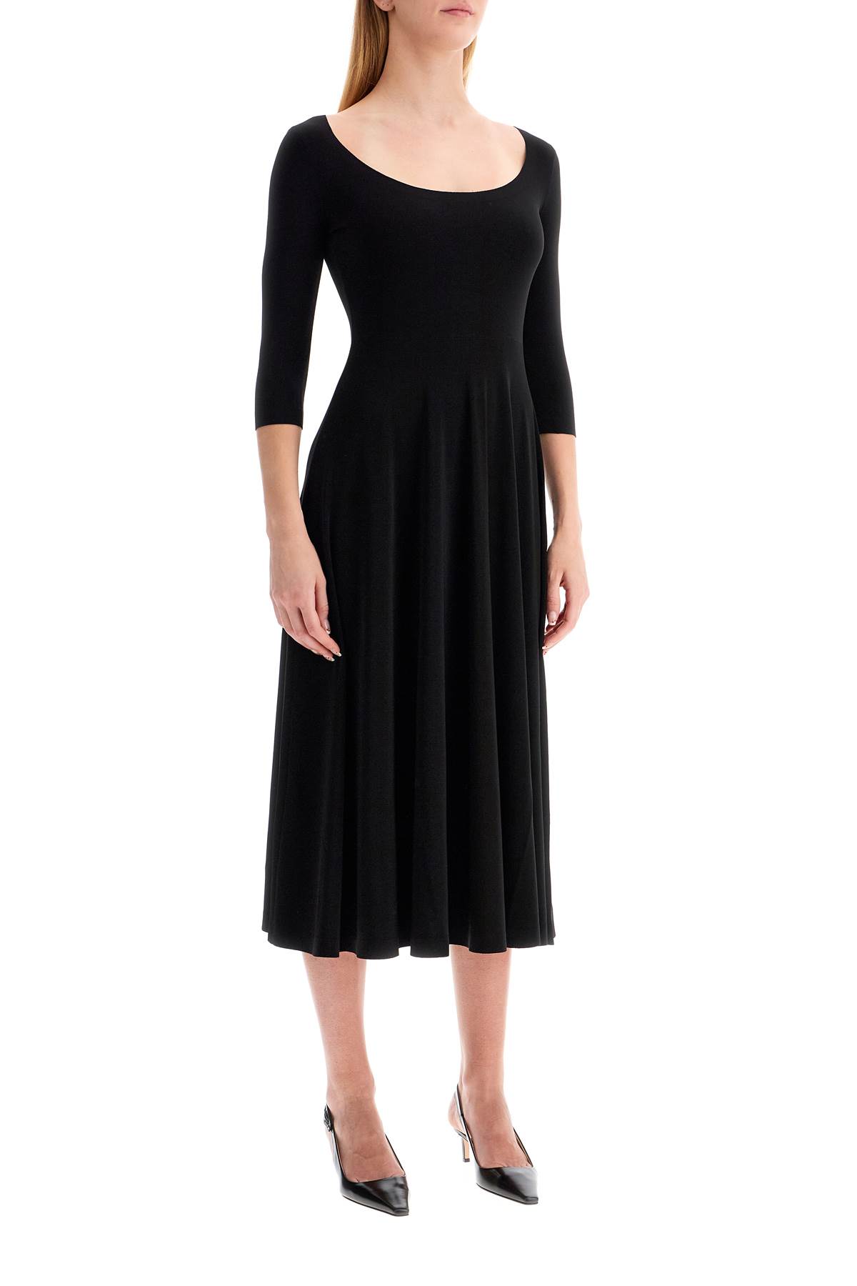 Shop Norma Kamali Reversible V-neck Dress In Black (black)