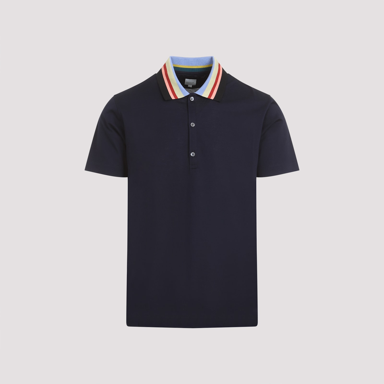 Shop Paul Smith Stripe Collar Polo Shirt In Very Dark Navy