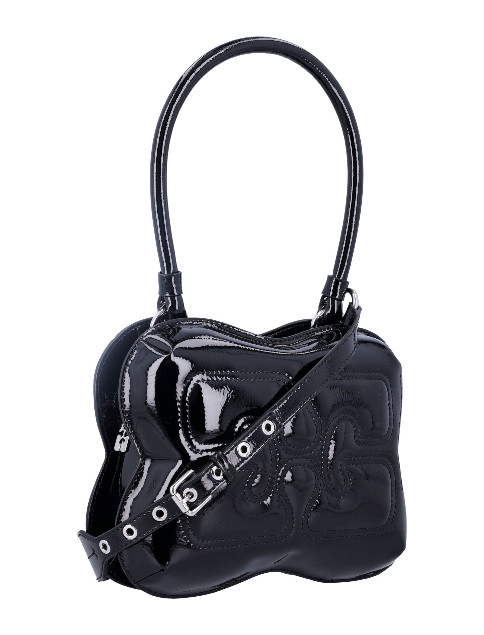 Shop Ganni Butterfly Bag In Black