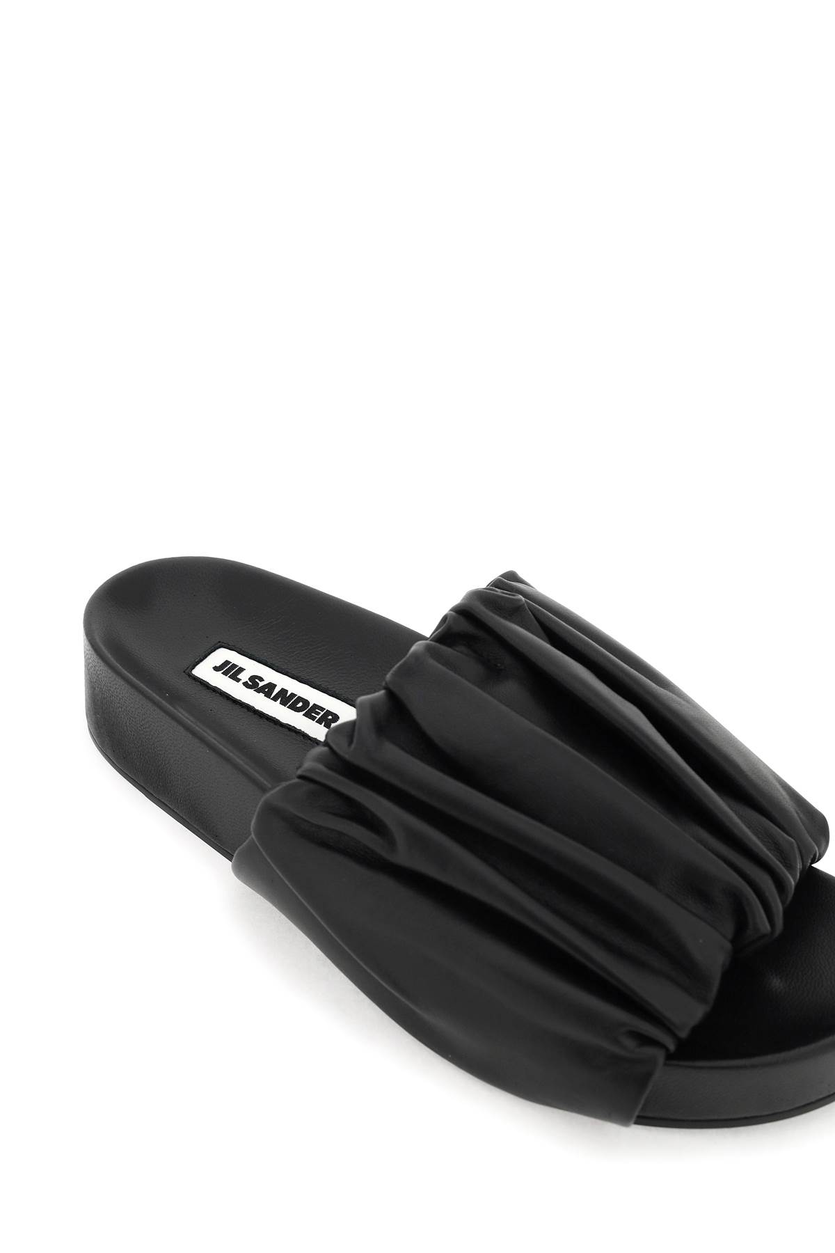 Shop Jil Sander Nappa Leather Slides In Black (black)