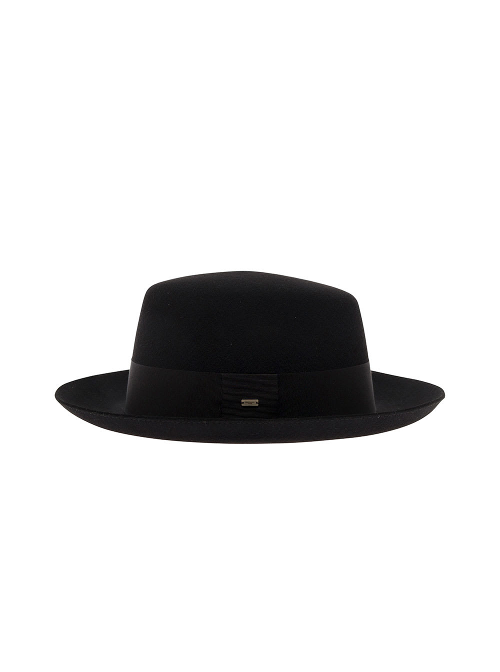 Saint Laurent Black Fedora Hat With Logo Detail In Wool Blend Woman In Black