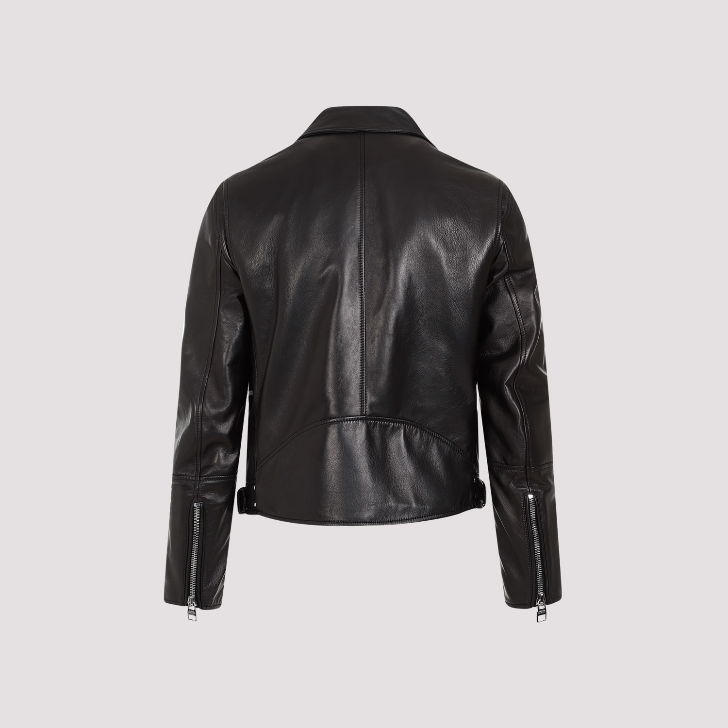 Shop Alexander Mcqueen Leather Biker Jacket In Black