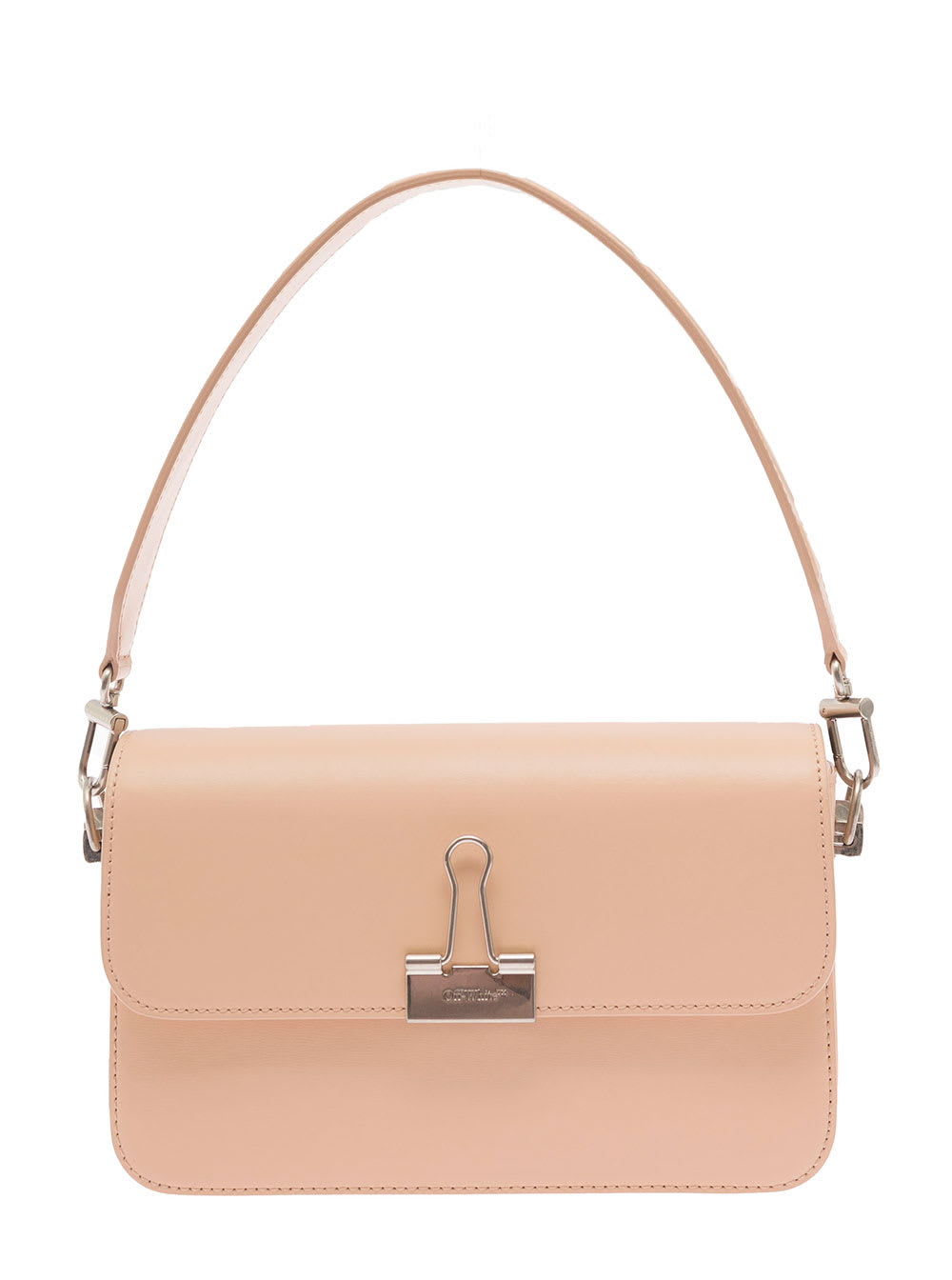 Shop Off-white Binder Clip Crossbody Bag In Pink Leather Woman