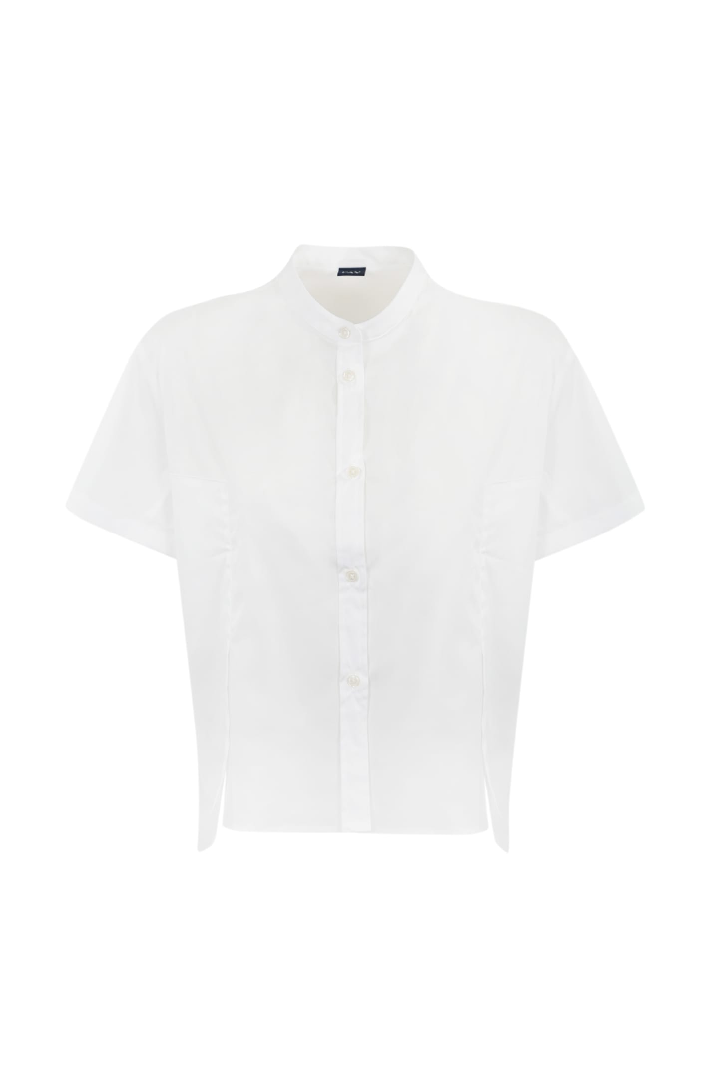 Fay Cotton Shirt With Mandarin Collar In Bianco
