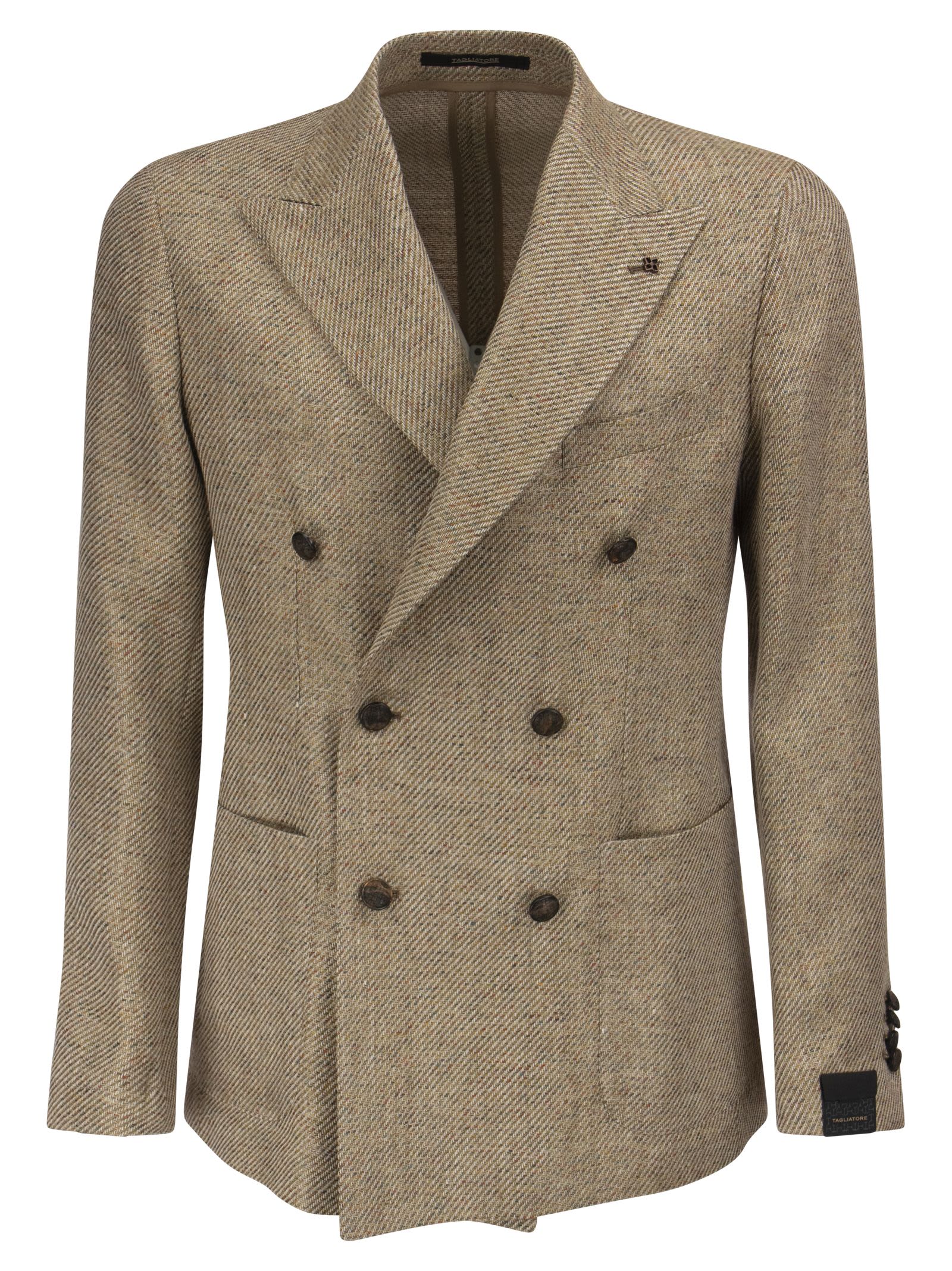 Tagliatore Linen And Wool Blend Double-breasted Jacket In Beige | ModeSens