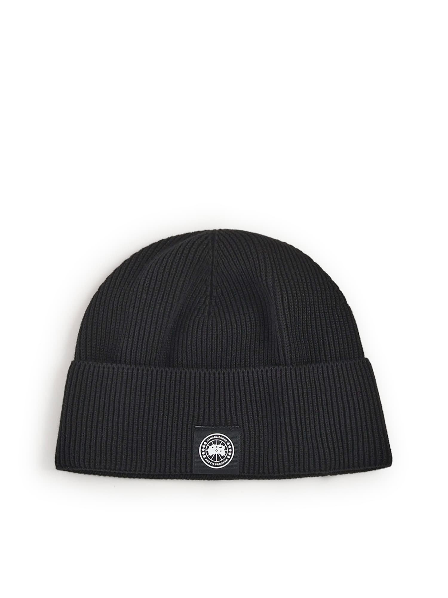 Canada Goose Cotton Beanie Hat In Black