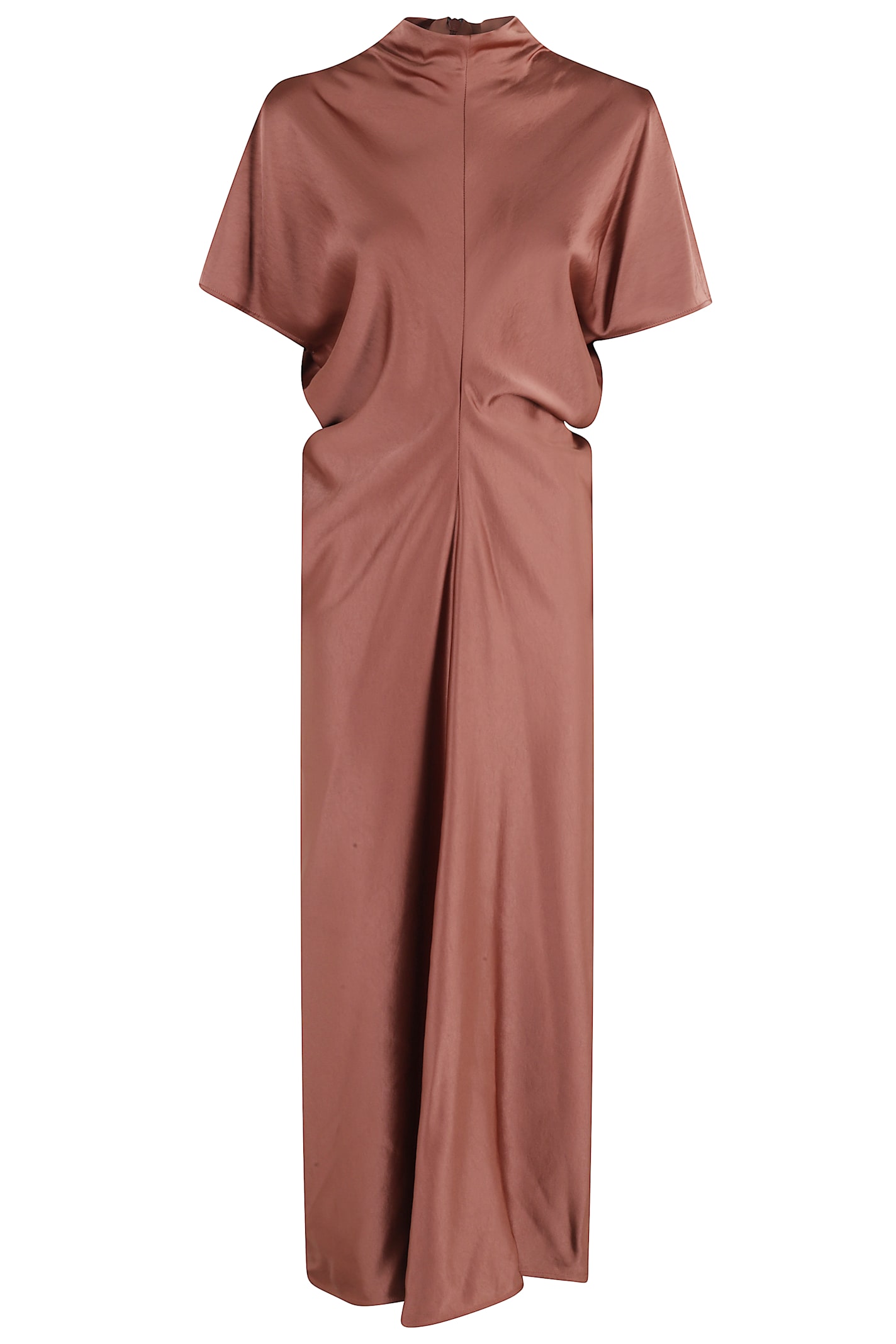 Federica Tosi Draped Haute Couture Midi Dress In Brown