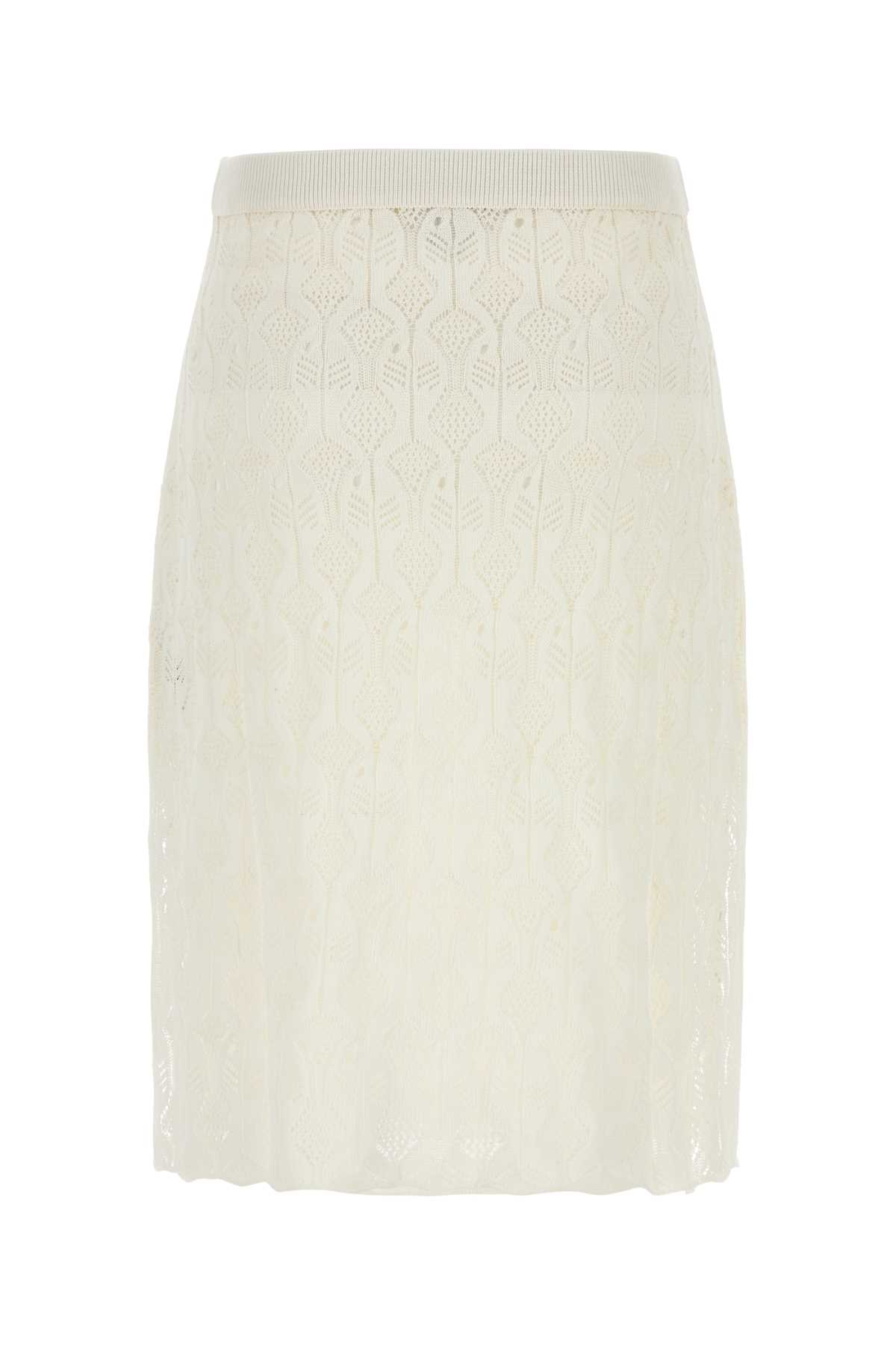 Bottega Veneta Lace Overlay Skirt Elastic Waistband In White