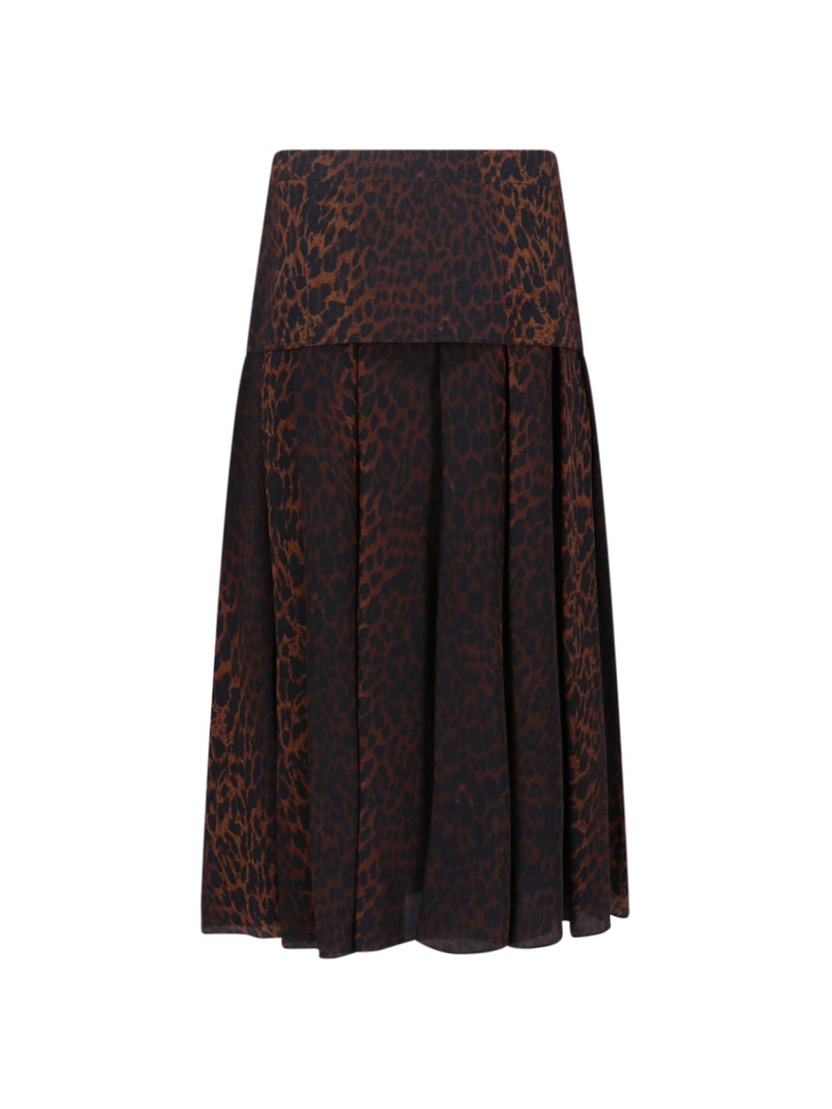 Balenciaga Godet-panelled Silk-crepe Midi Skirt In Brown