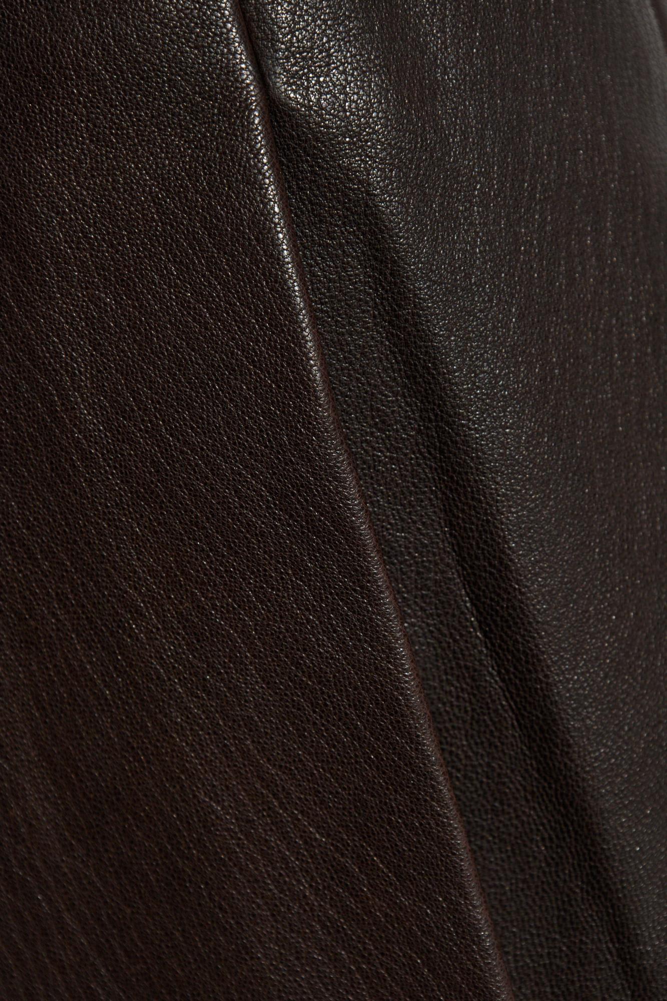 Ferragamo Leather Wrap Skirt In Brown